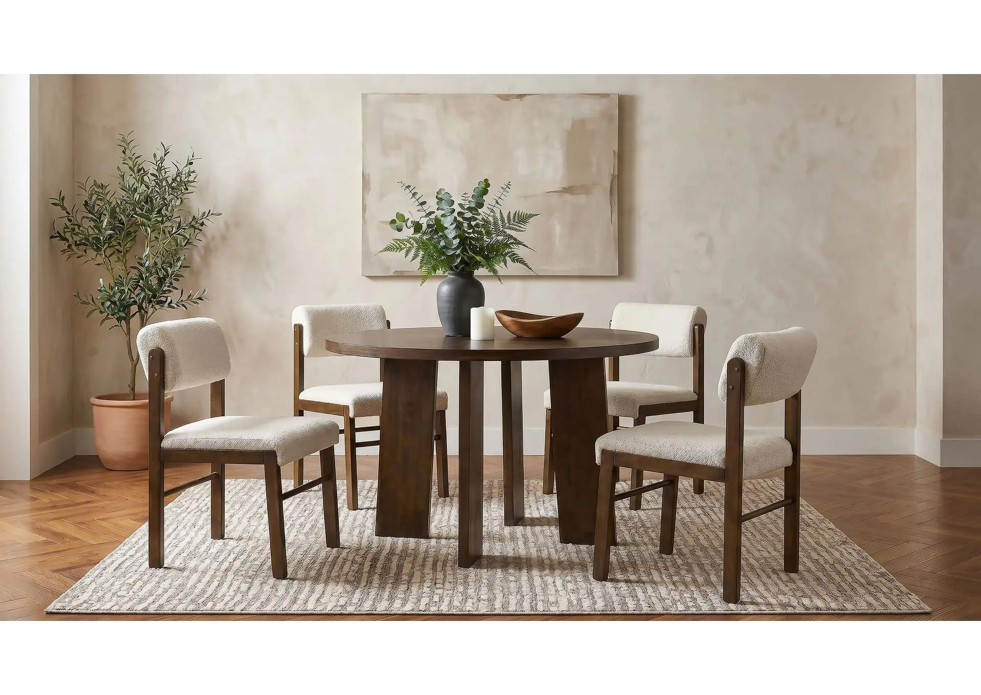 Strouse 5-piece Dining Set Cream and Walnut
