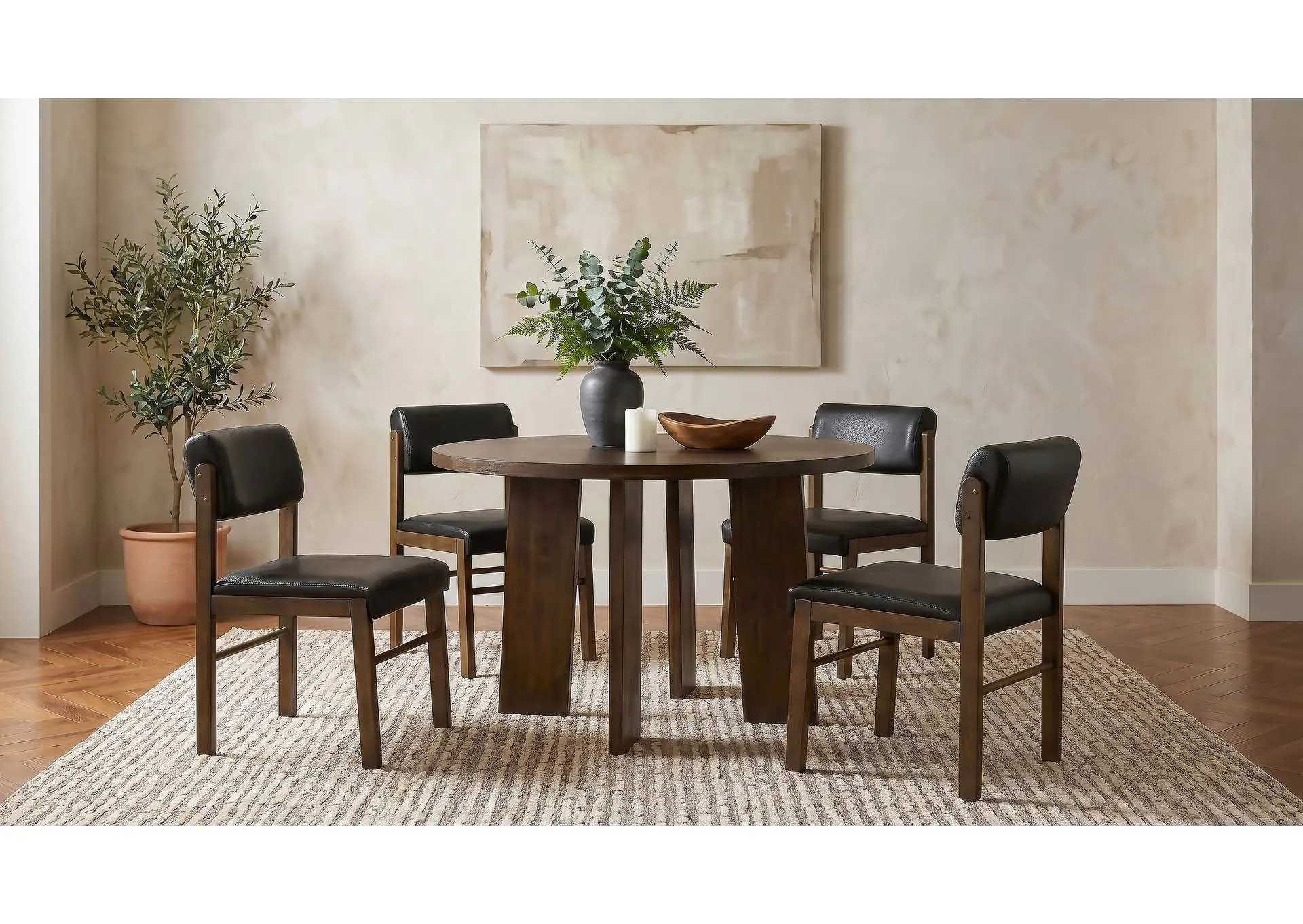 Strouse 5-piece Dining Set Black and Walnut