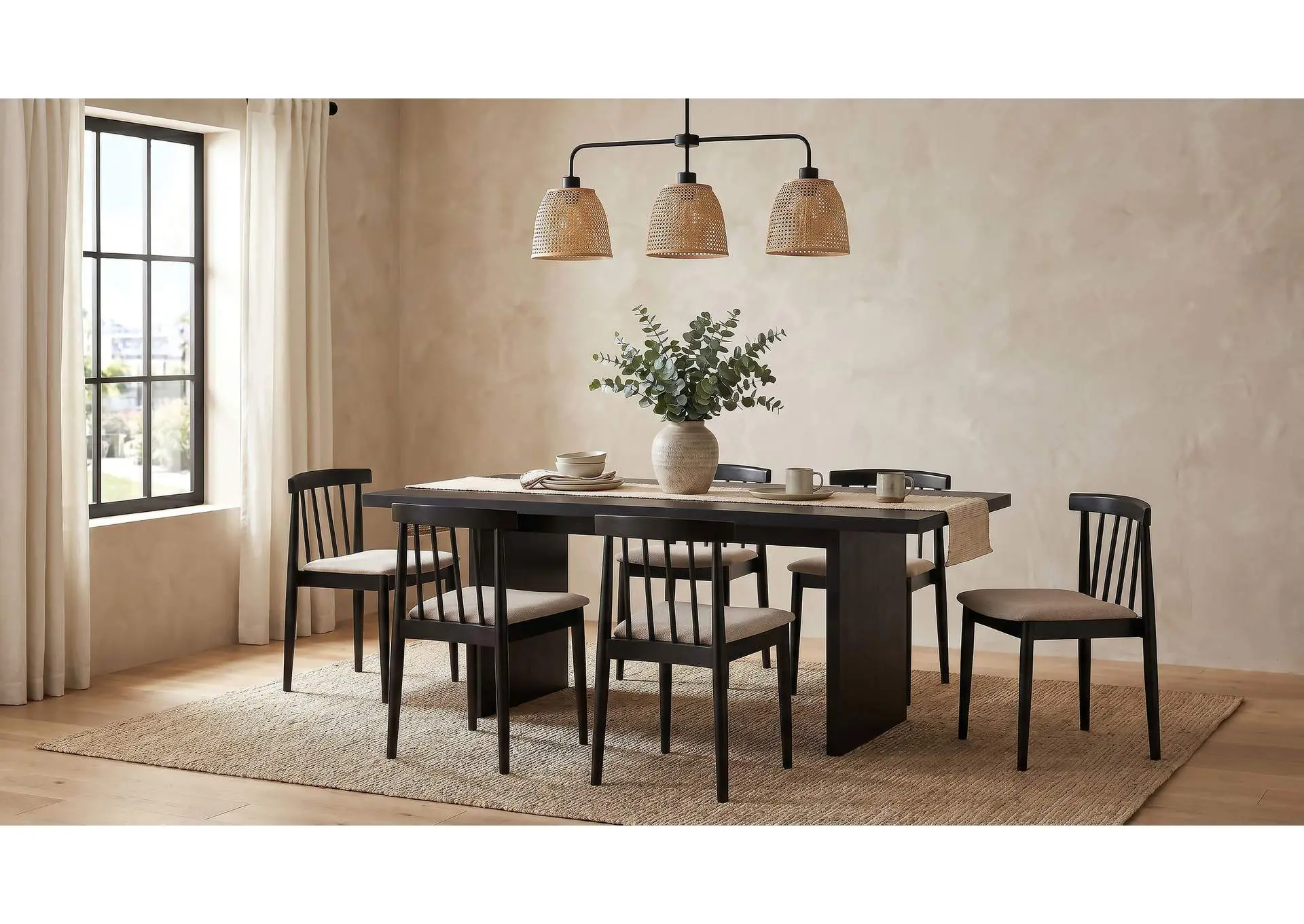 Decker 7-piece 82-inch Rectangular Dining Set Wheat and Black