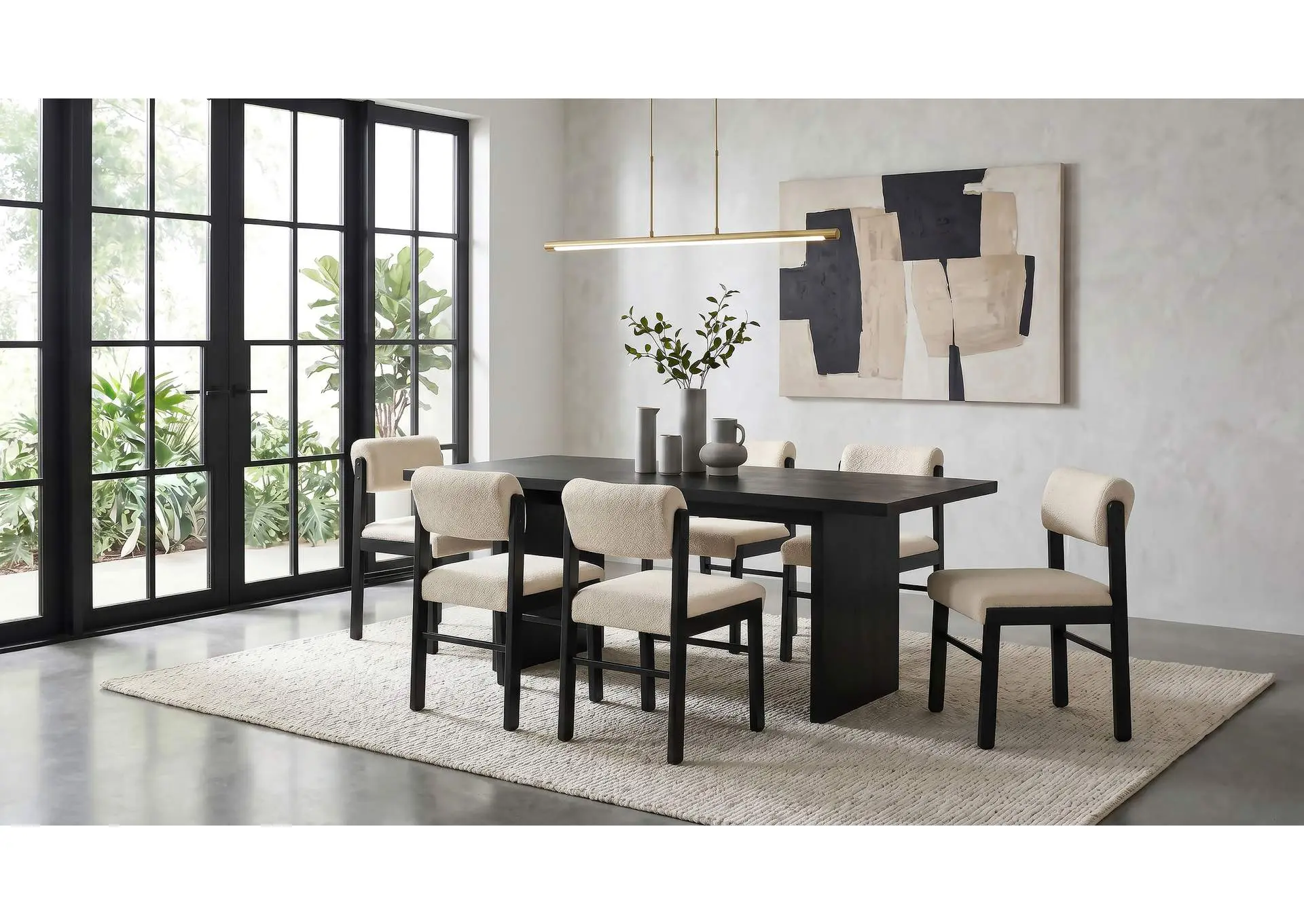 Decker 7-piece 82-inch Rectangular Dining Set Cream and Black