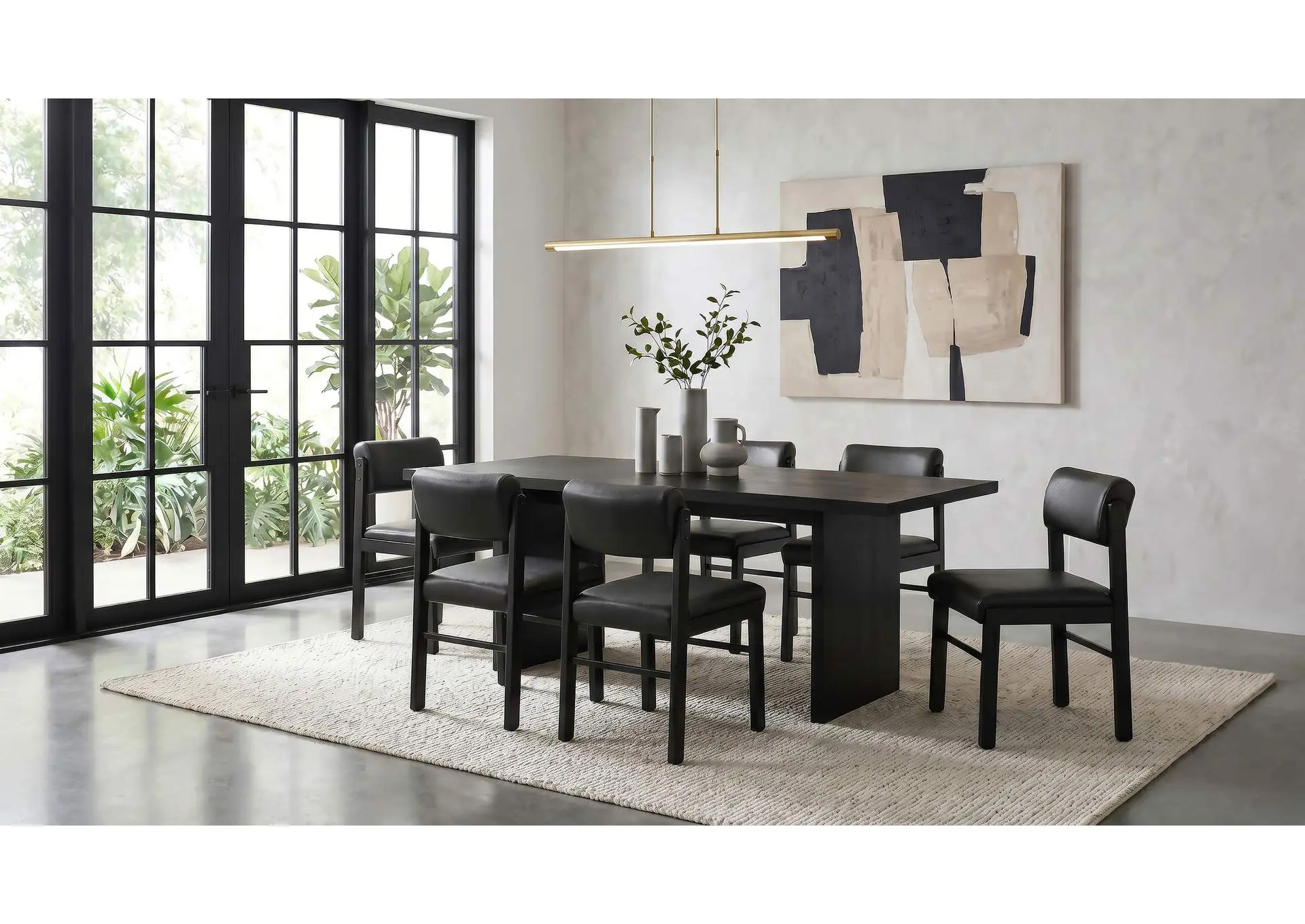 Decker 7-piece 82-inch Rectangular Dining Set Black