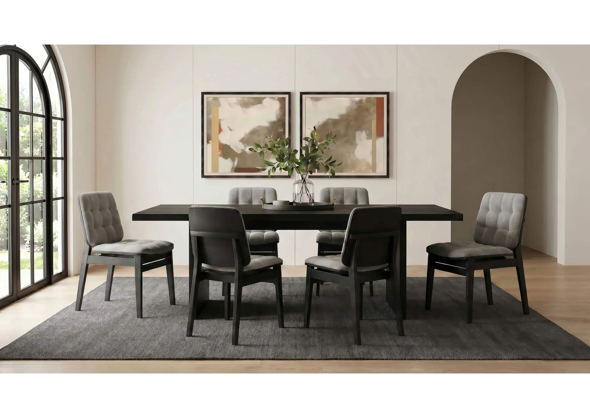 Decker 7-piece 82-inch Rectangular Dining Set Grey and Black