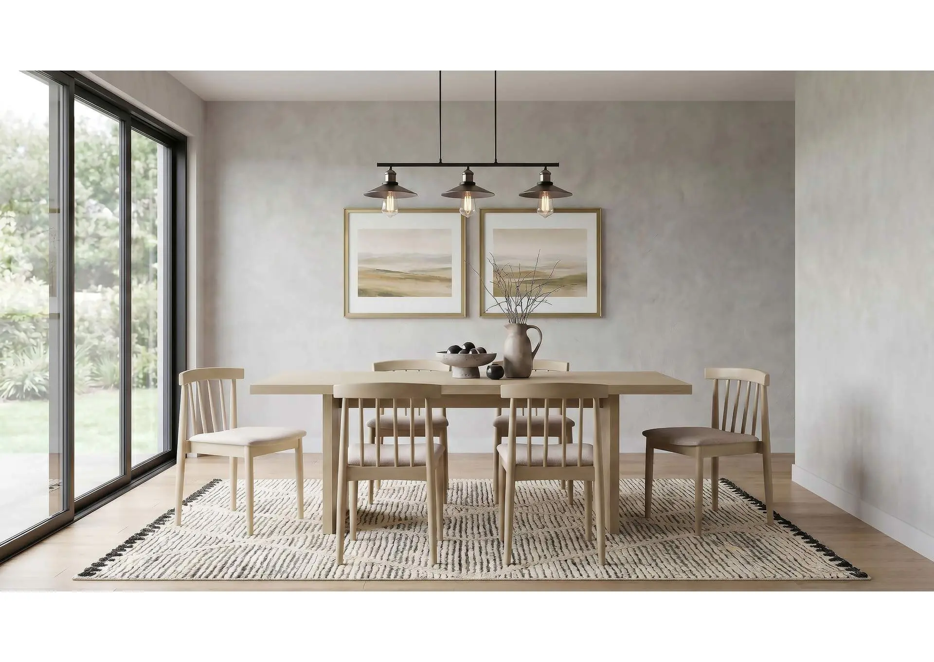 Decker 7-piece 82-inch Rectangular Dining Set Wheat and Natural Oak