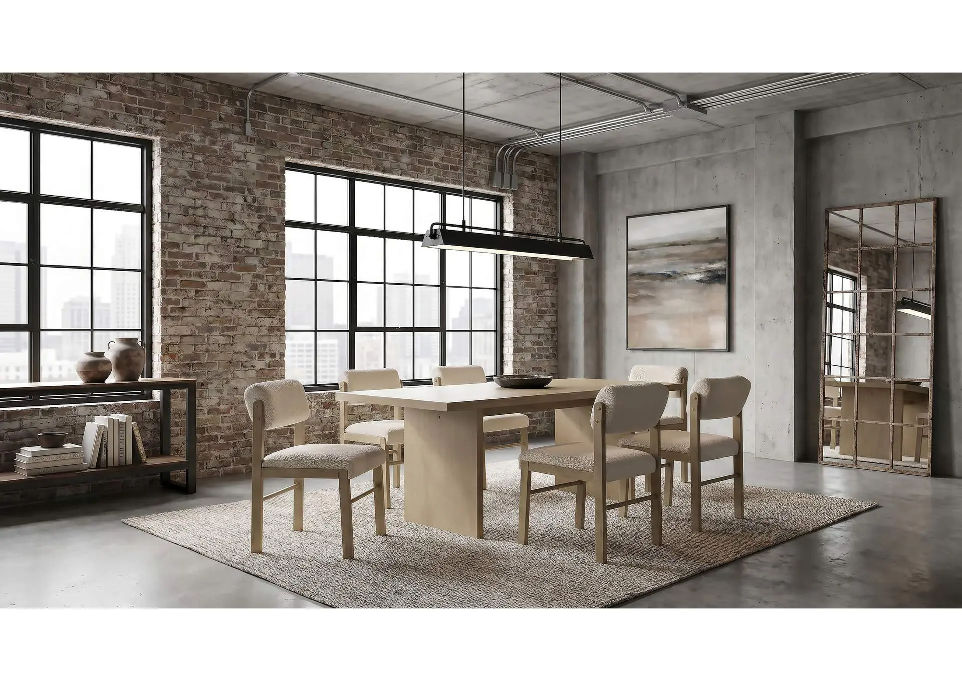 Decker 7-piece 82-inch Rectangular Dining Set Cream and Natural Oak