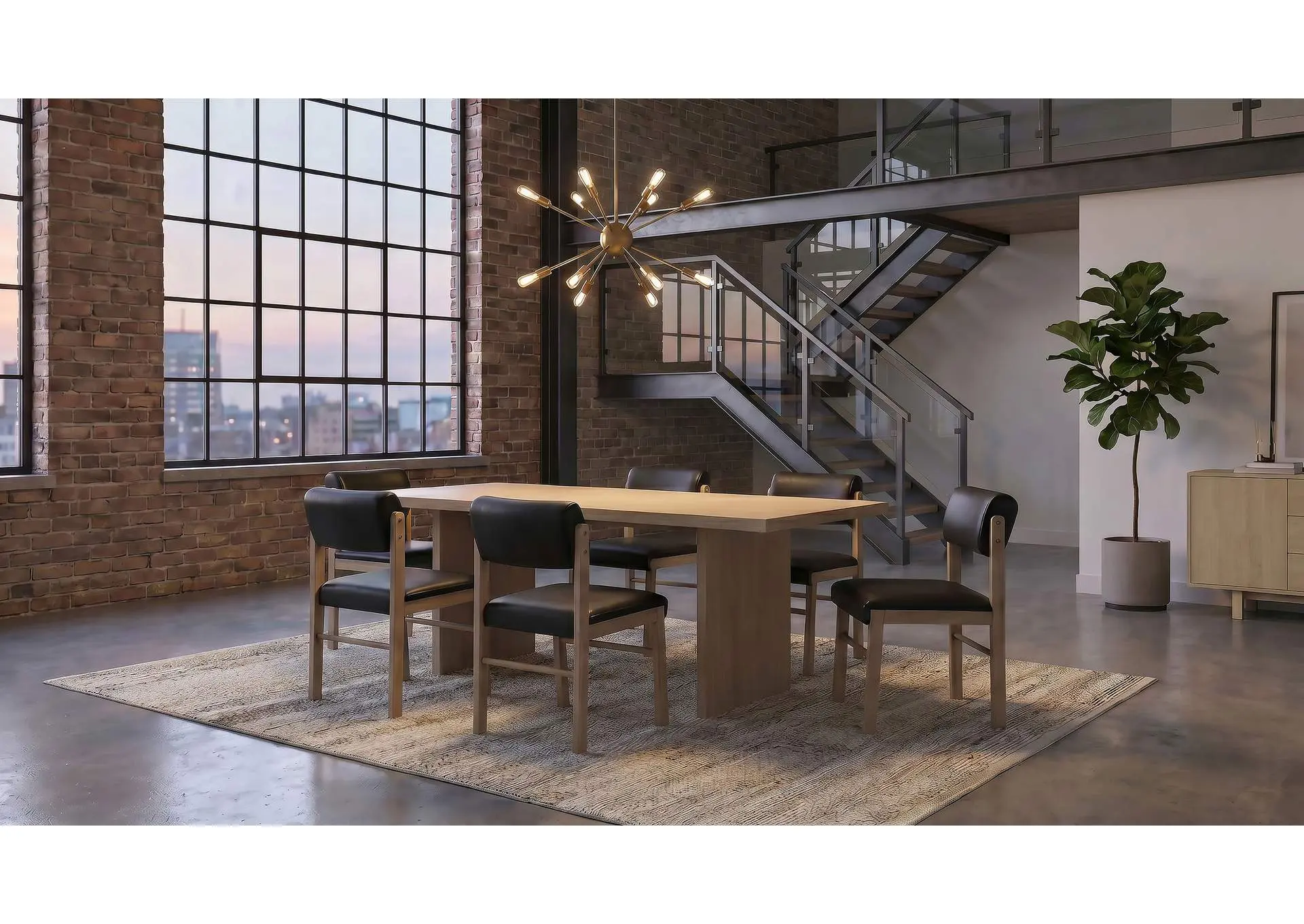 Decker 7-piece 82-inch Rectangular Dining Set Black and Natural Oak