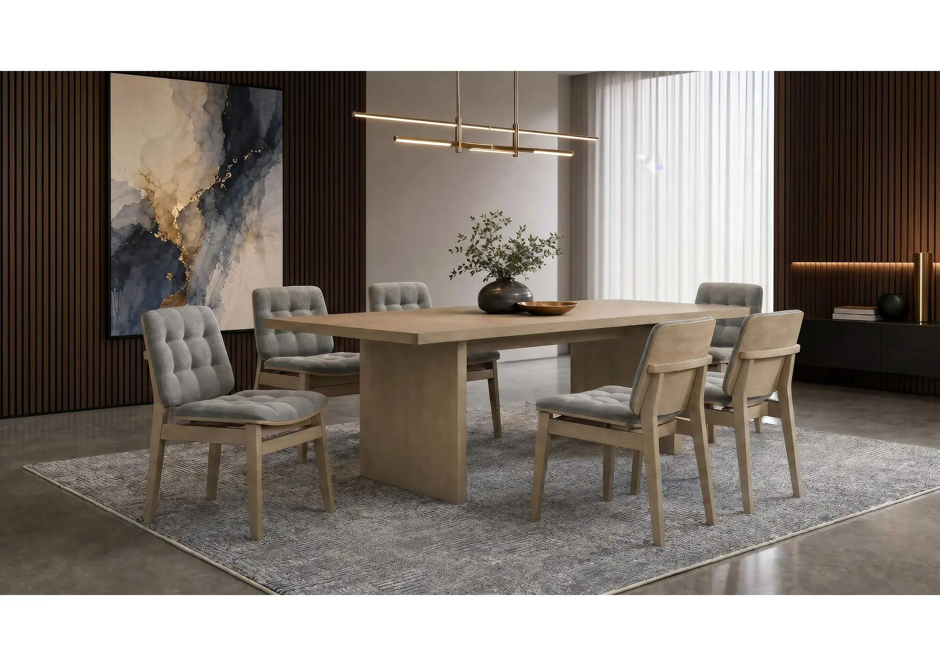Decker 7-piece 82-inch Rectangular Dining Set Grey and Natural Oak