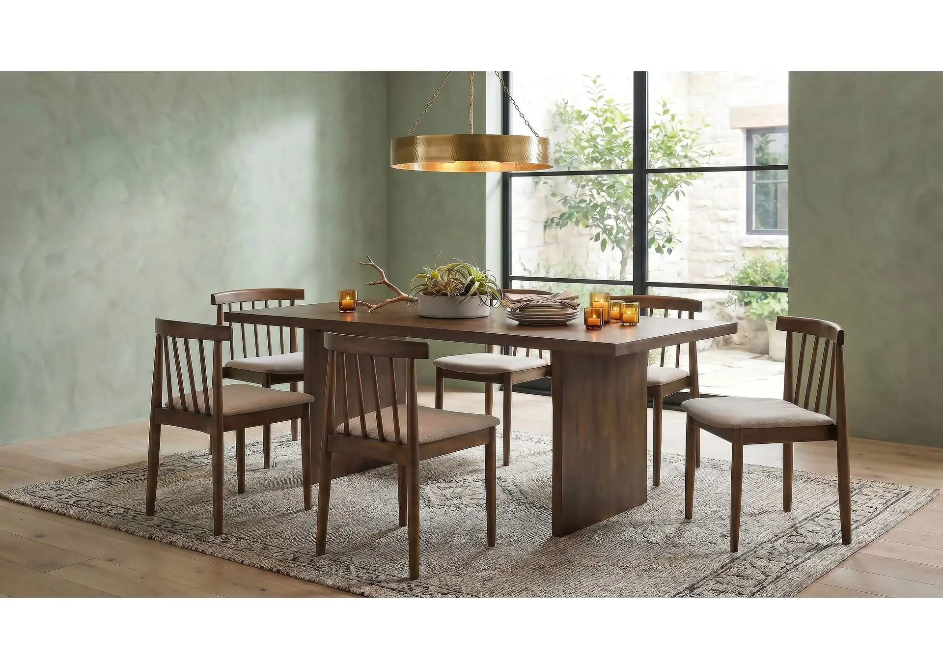 Decker 7-piece 82-inch Rectangular Dining Set Wheat and Walnut