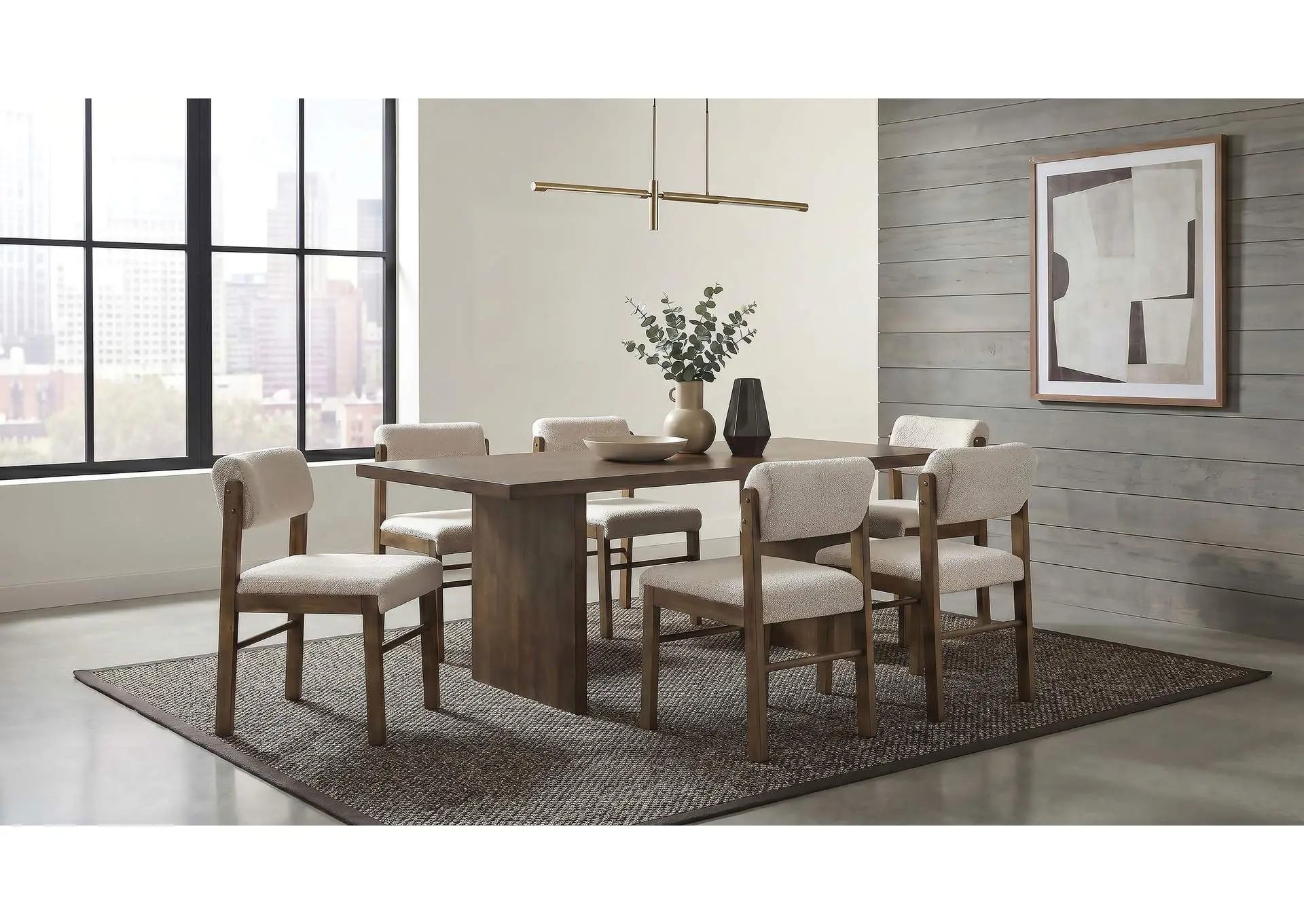 Decker 7-piece 82-inch Rectangular Dining Set Cream and Walnut