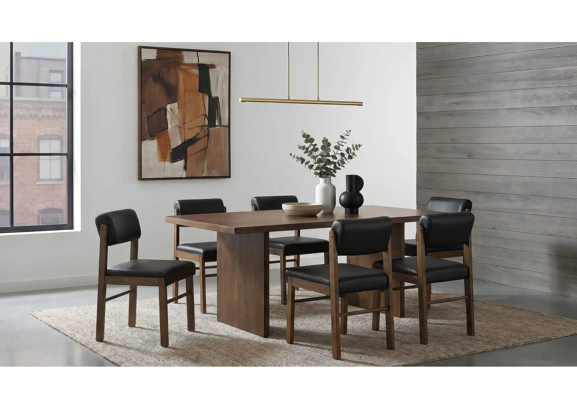 Decker 7-piece 82-inch Rectangular Dining Set Black and Walnut