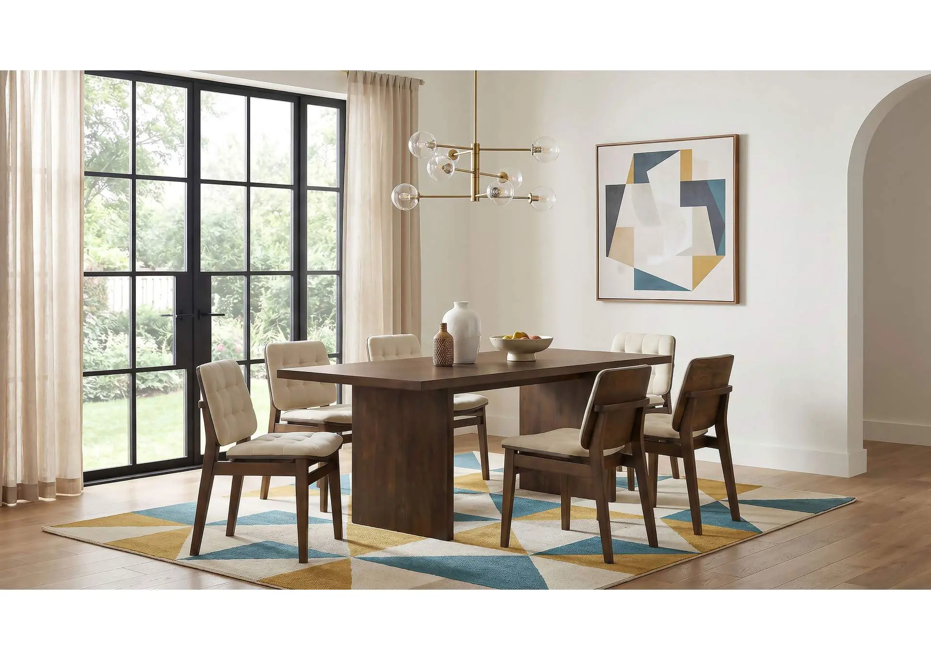Decker 7-piece 82-inch Rectangular Dining Set Cream and Walnut