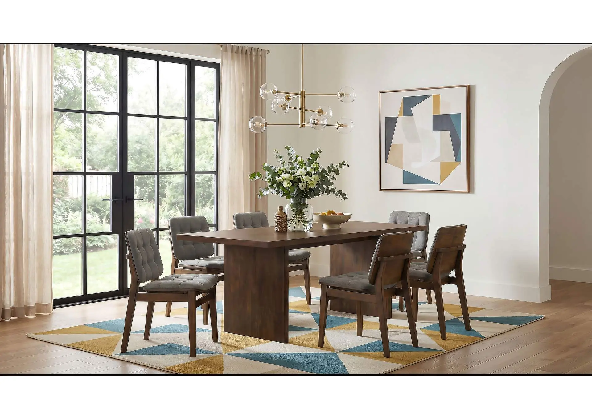 Decker 7-piece 82-inch Rectangular Dining Set Grey and Walnut