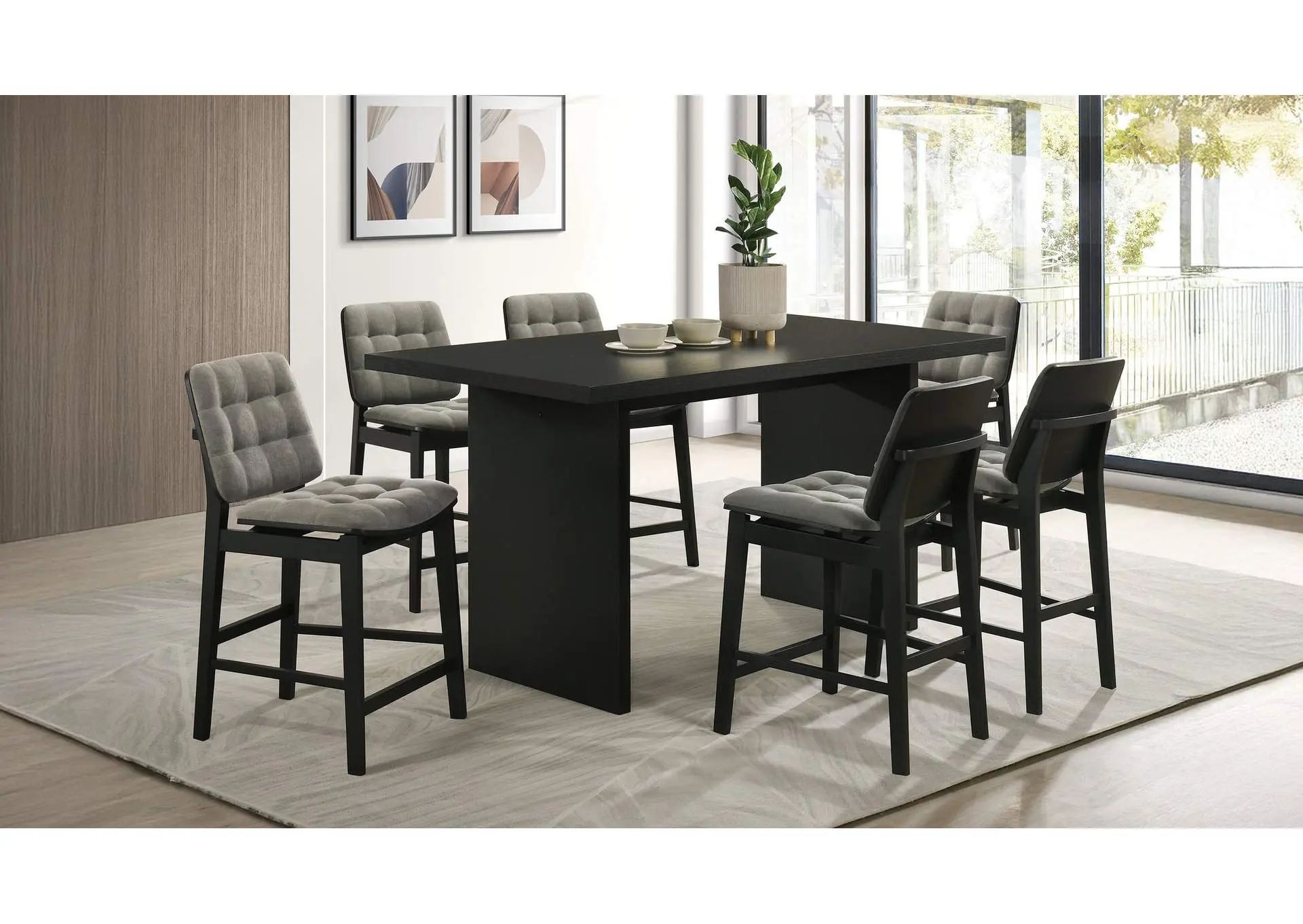 Decker 7-piece 70-inch Rectangular Counter Height Dining Set Grey and Black