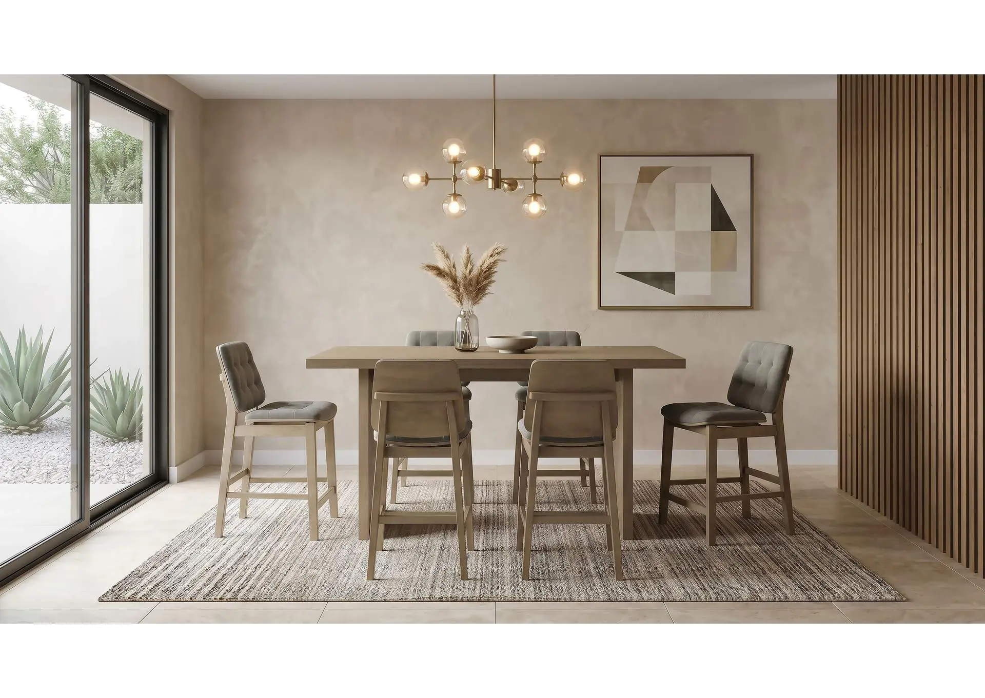 Decker 7-piece 70-inch Rectangular Counter Height Dining Set Grey and Natural Oak