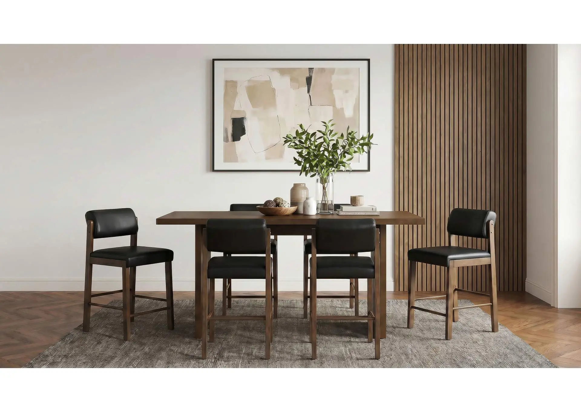 Decker 7-piece 70-inch Counter Height Dining Set Black and Walnut