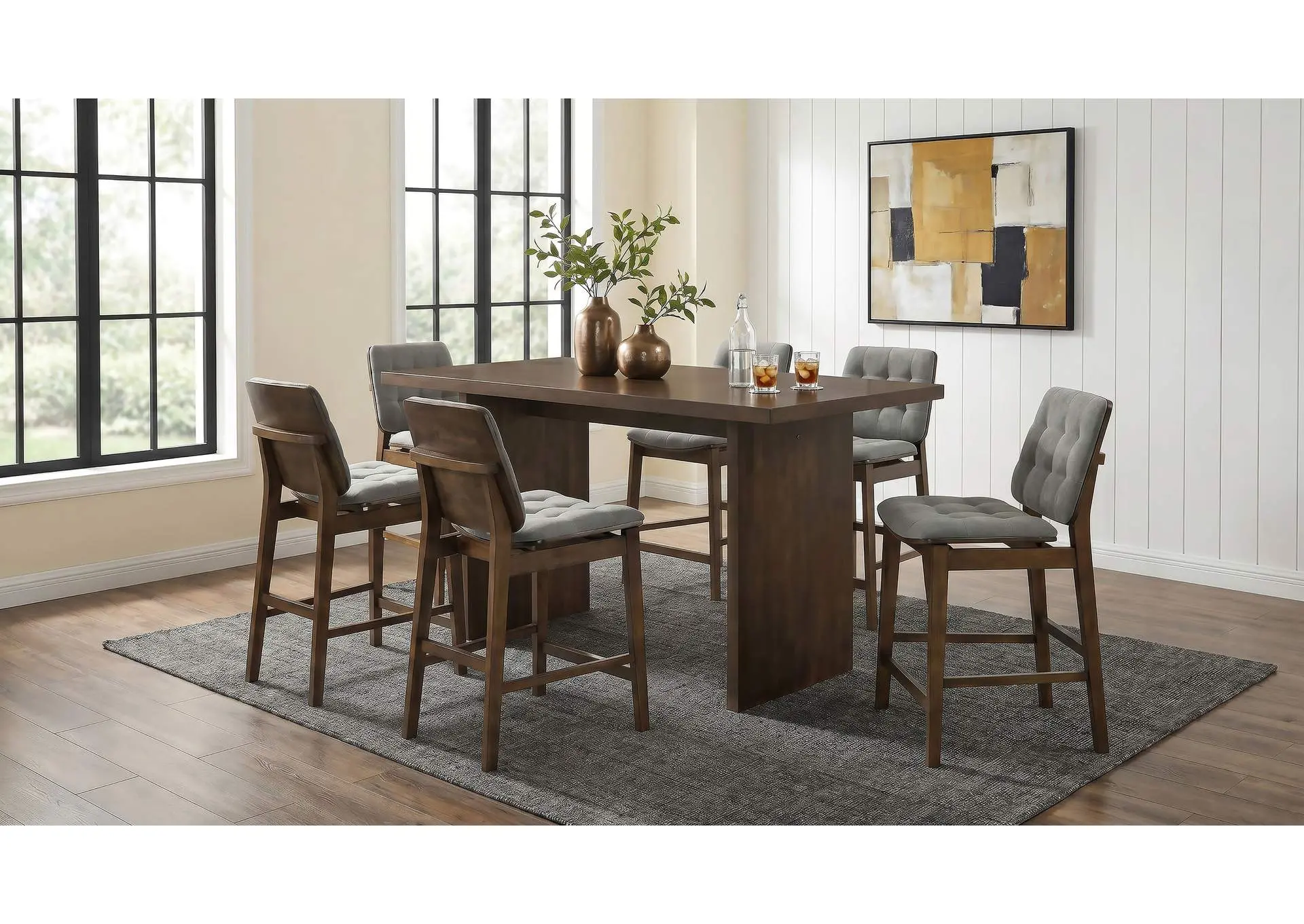 Decker 7-piece 70-inch Counter Height Dining Set Grey and Walnut