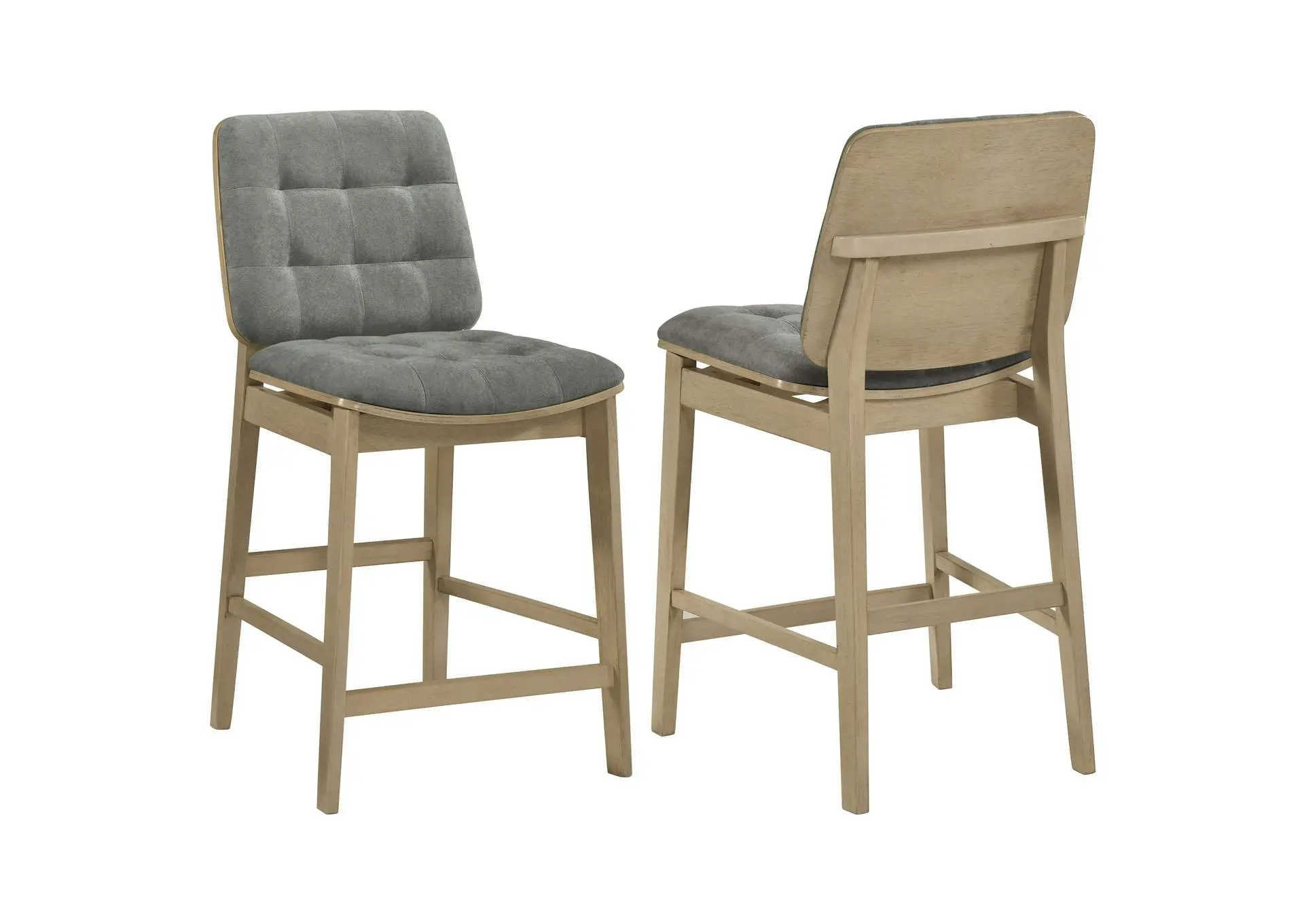 Redbridge Upholstered Counter Chair Grey and Natural Oak (Set of 2)