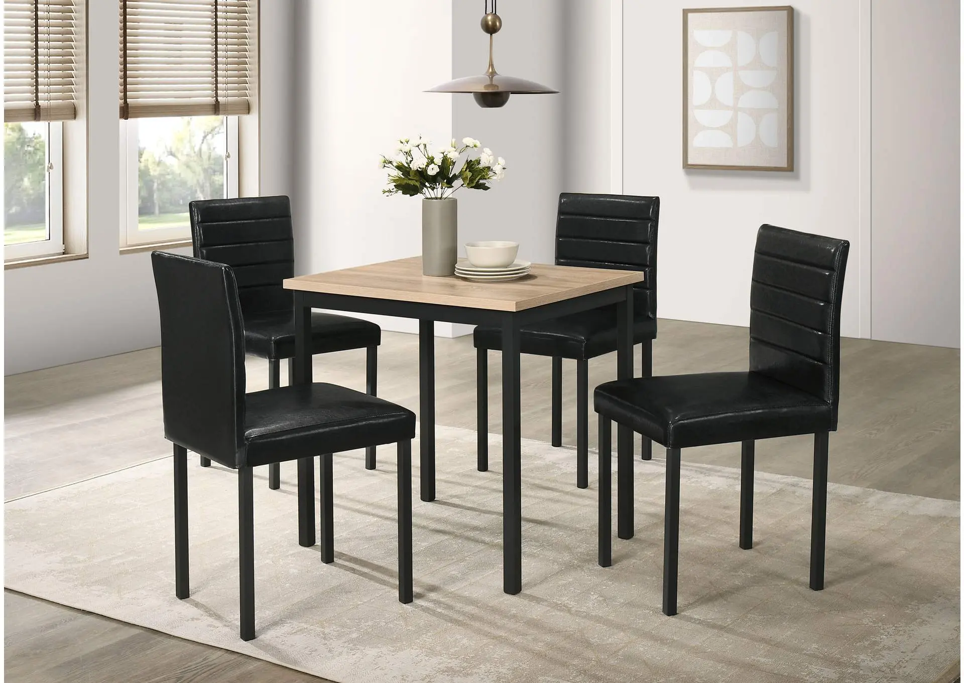 Garza 5-piece Space Saving Rectangular Dining Table Greige Oak