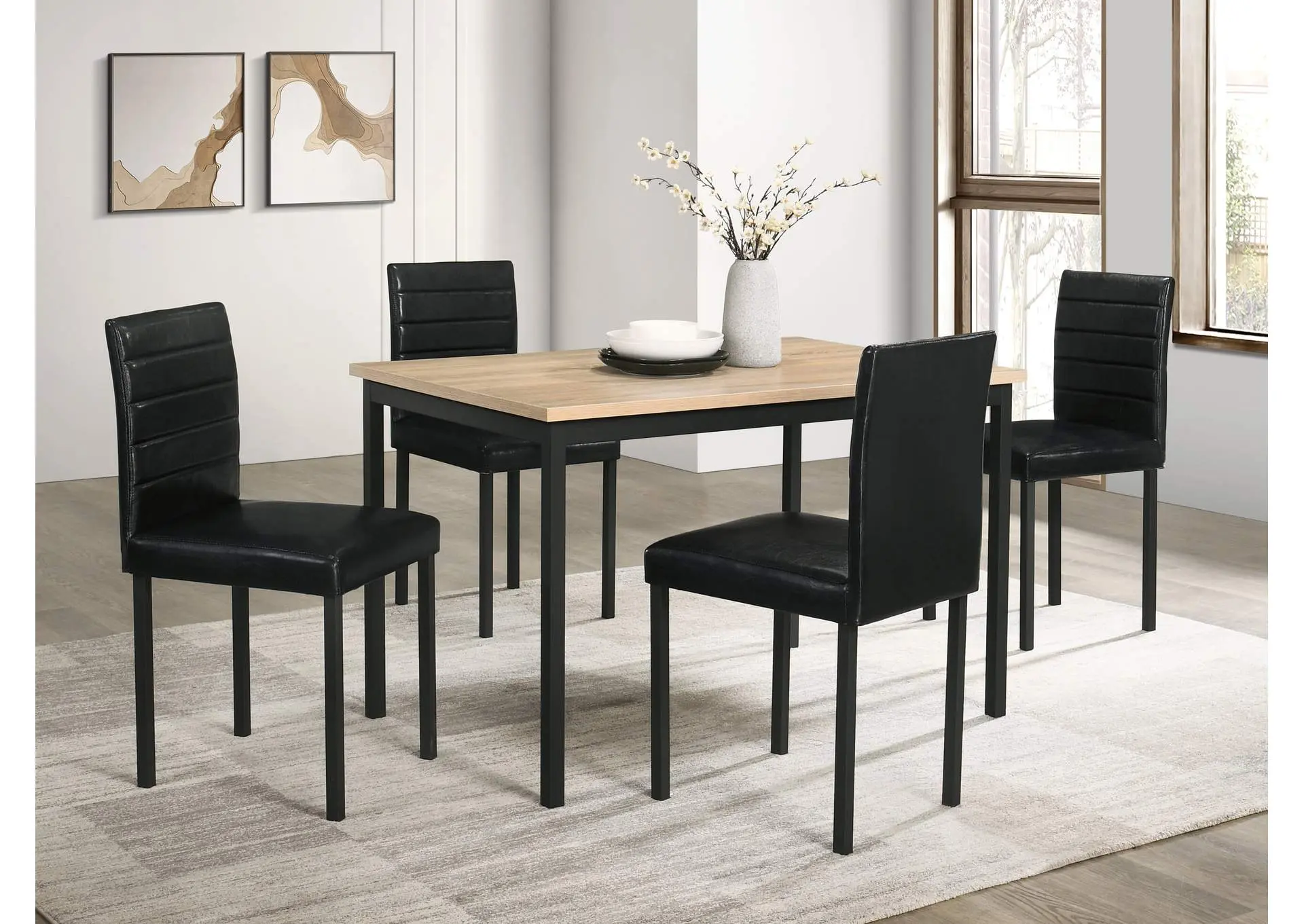 Garza 5-piece Rectangular Dining Table Greige Oak