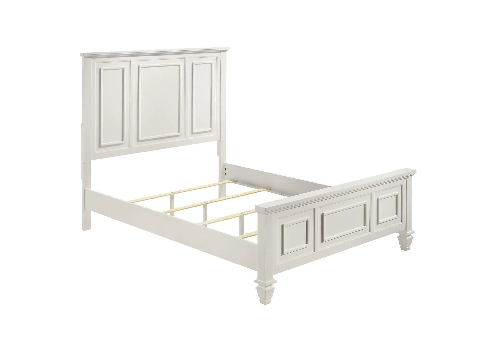 Sandy Beach Wood Queen Panel Bed Cream White