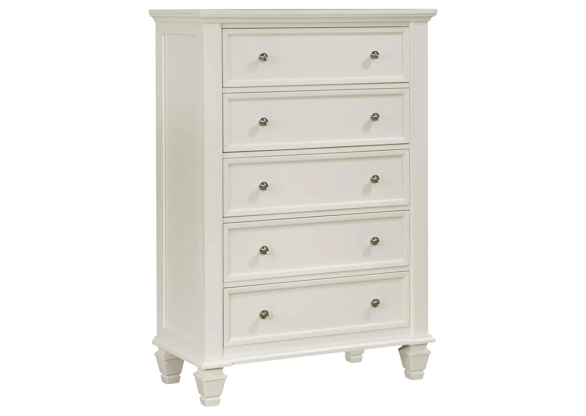 Sandy Beach 5-drawer Bedroom Chest Cream White