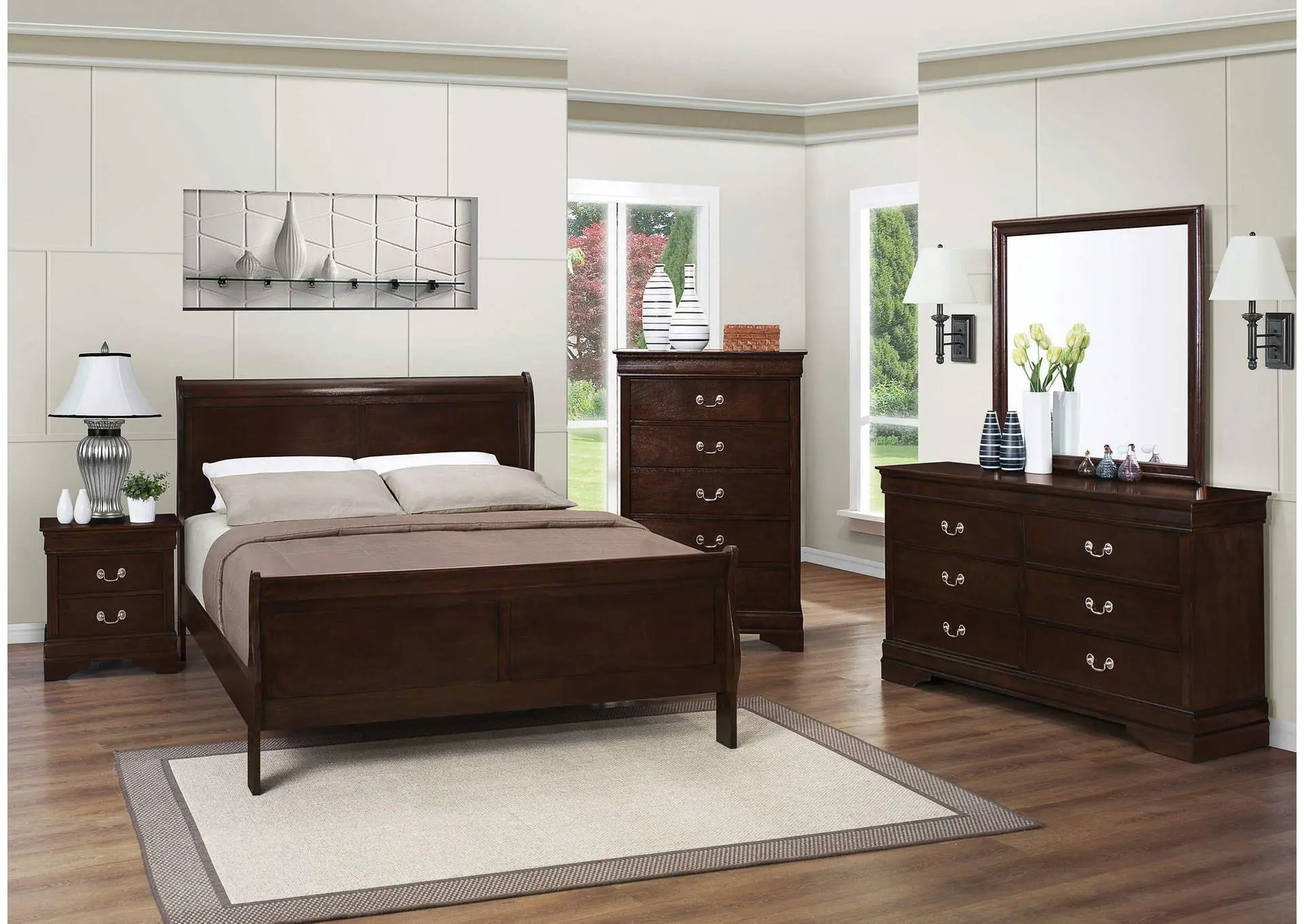 Louis Philippe 5-piece Full Bedroom Set Cappuccino