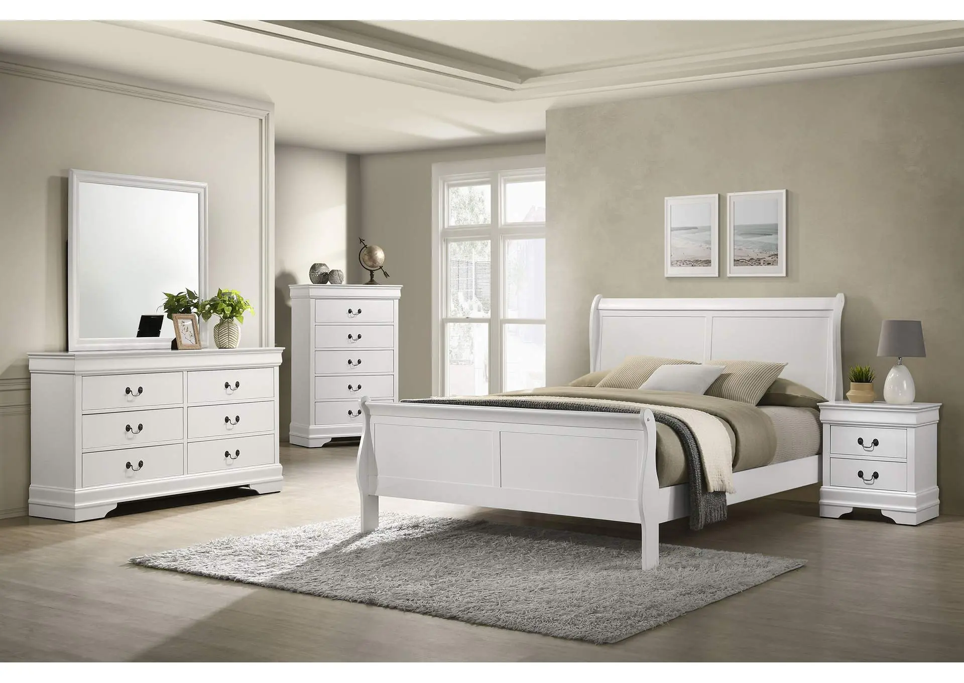 Louis Philippe 5-piece Eastern King Bedroom Set White