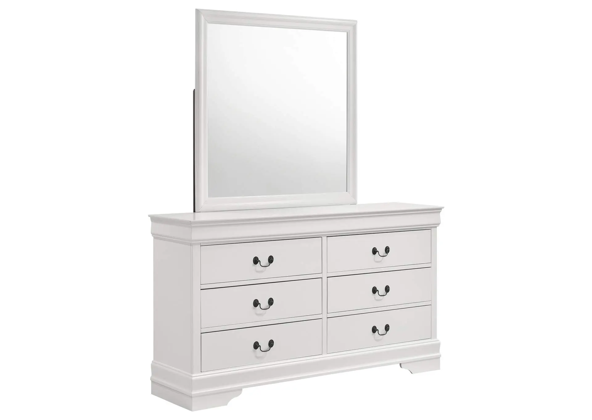 Louis Philippe 6-drawer Dresser and Mirror White