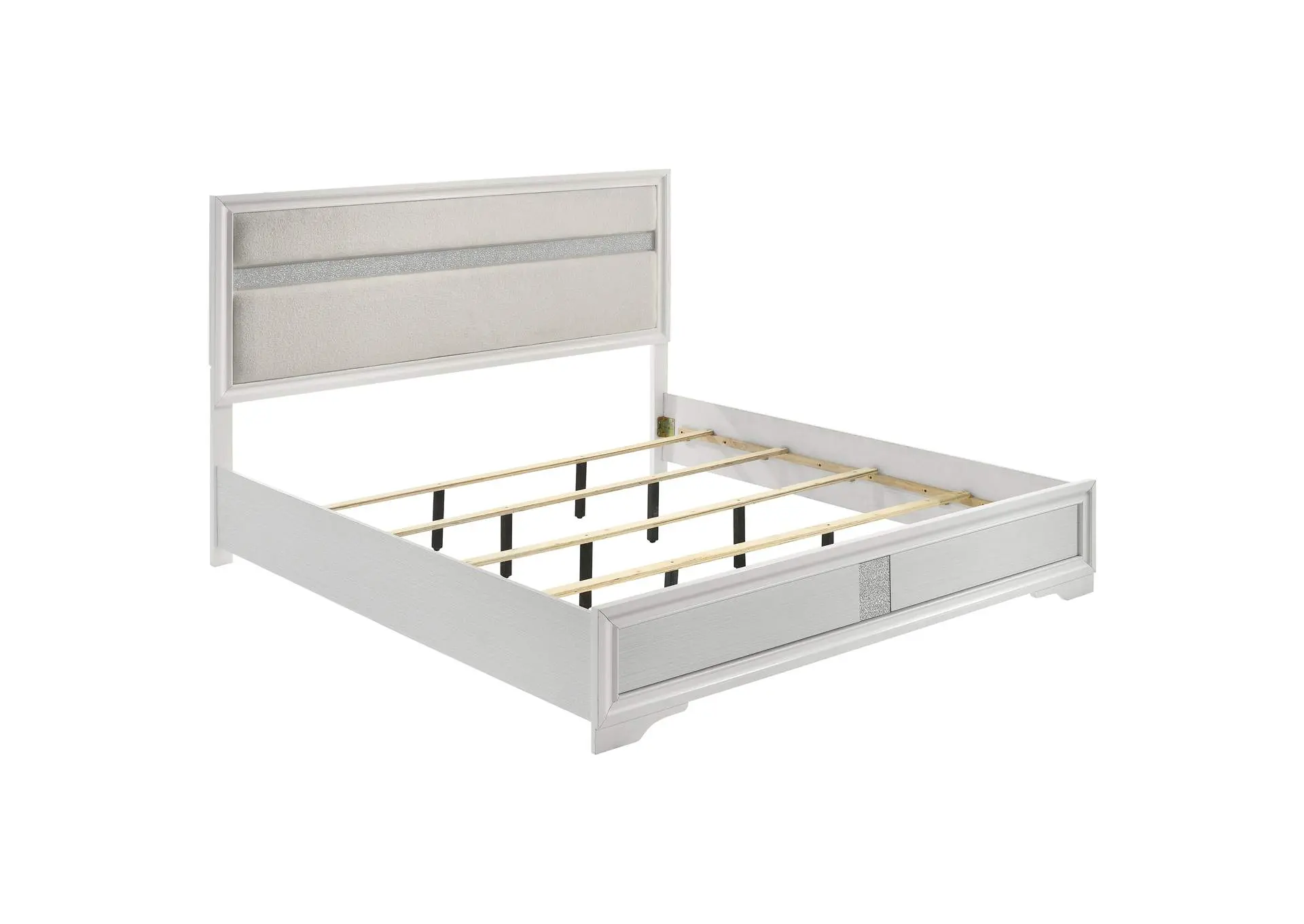 Miranda 54-inch Upholstered Eastern King Panel Bed White
