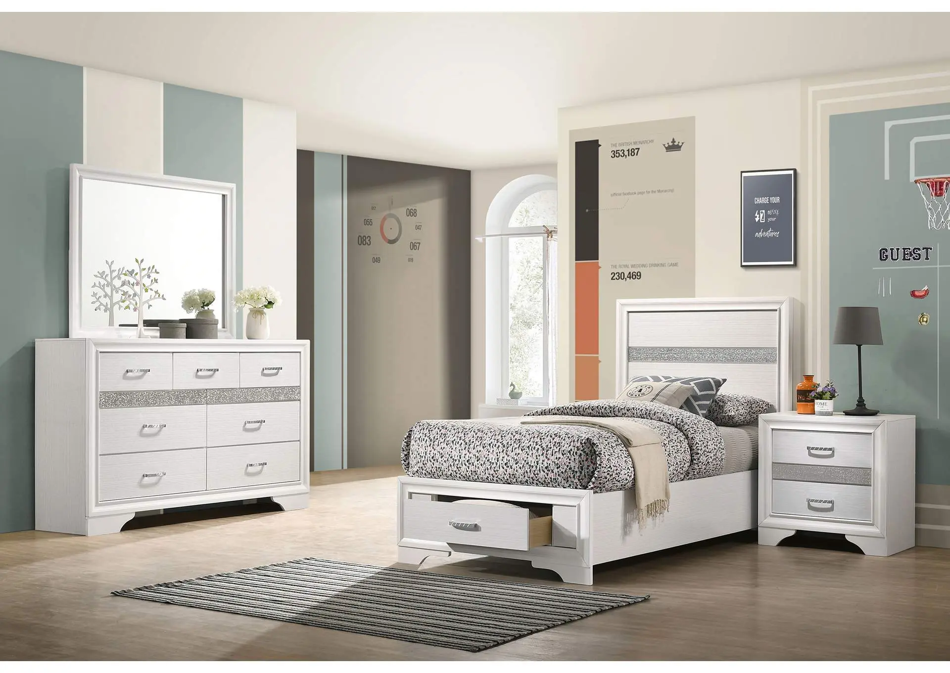 Miranda 4-piece Twin Bedroom Set White