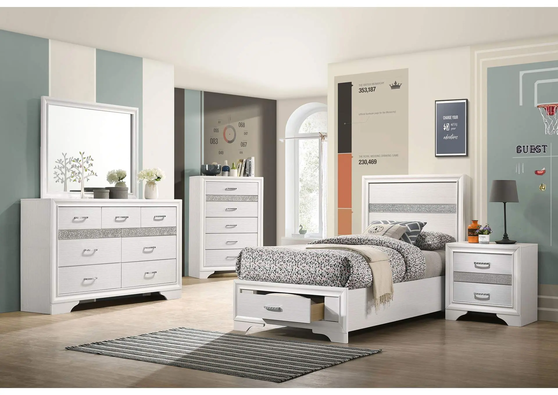 Miranda 5-piece Twin Bedroom Set White