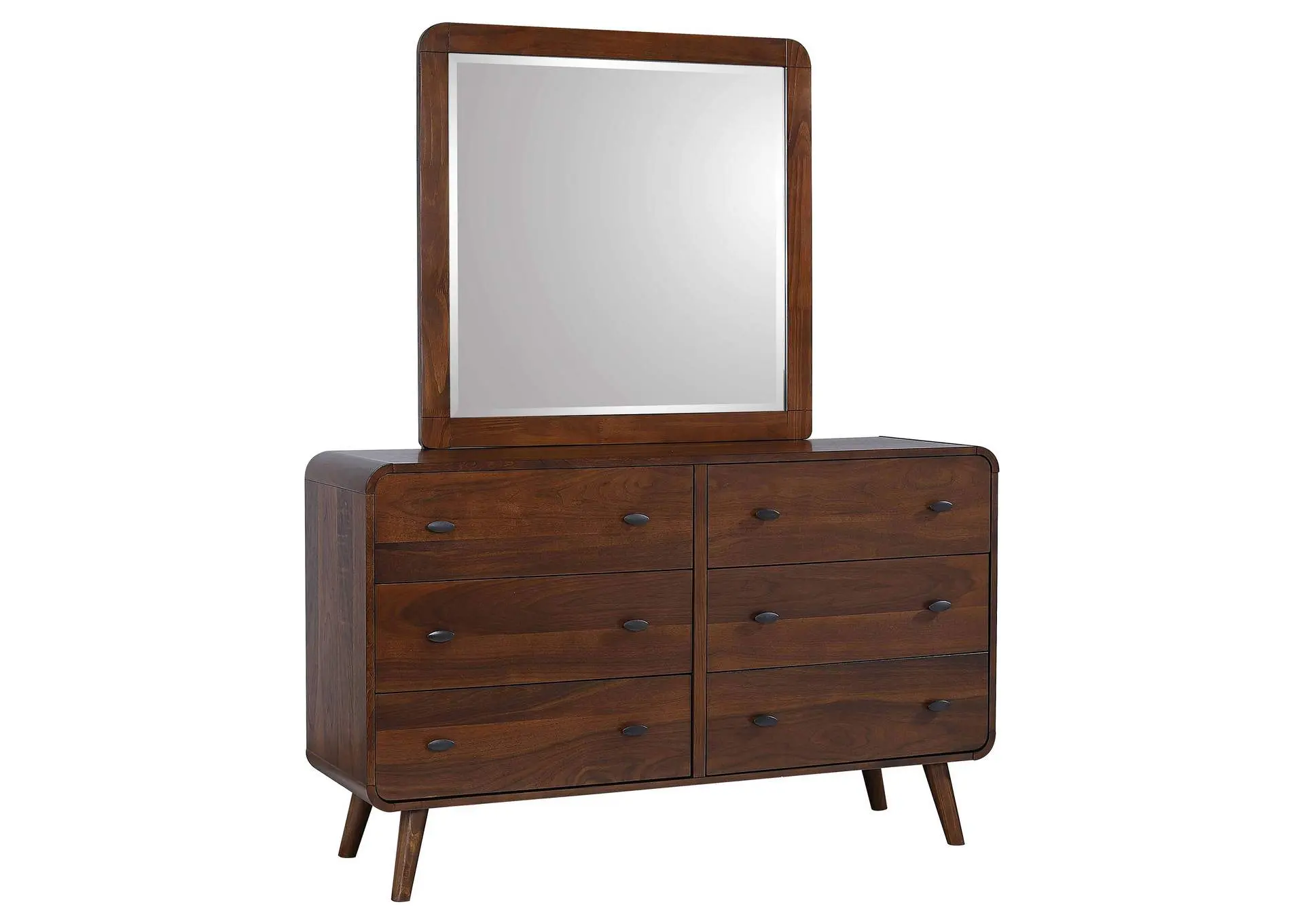 Robyn 6-drawer Dresser with Mirror Dark Walnut