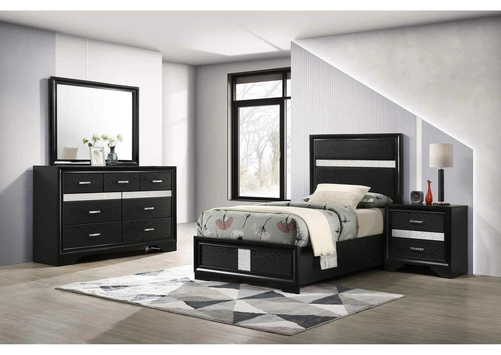 Miranda 4-piece Twin Bedroom Set Black