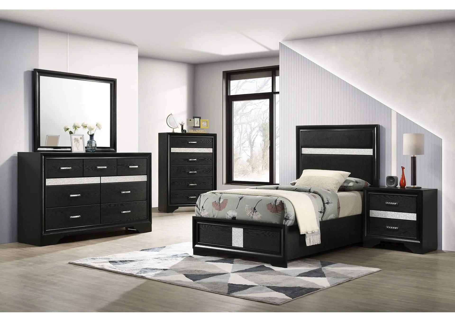 Miranda 5-piece Twin Bedroom Set Black