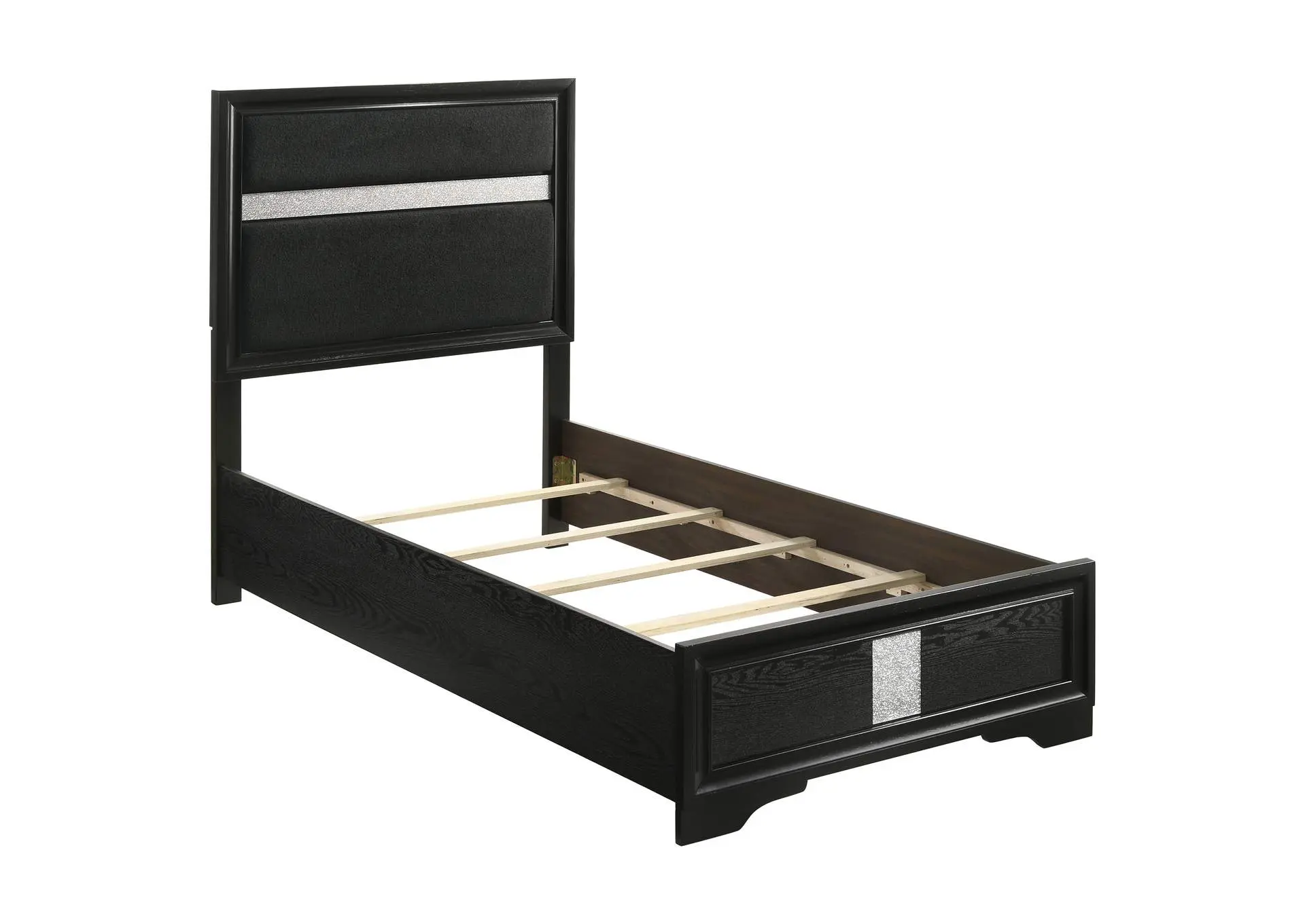 Miranda 54-inch Upholstered Twin Panel Bed Black