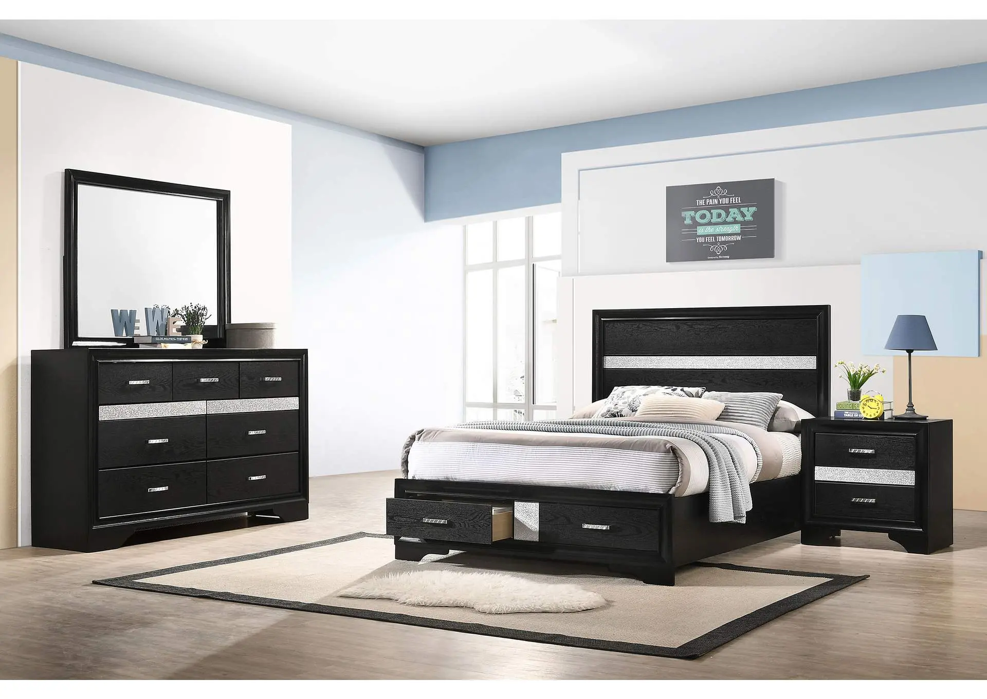Miranda 4-piece Full Bedroom Set Black