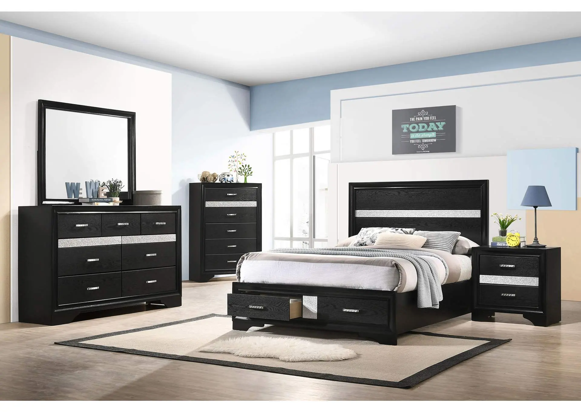 Miranda 5-piece Full Bedroom Set Black