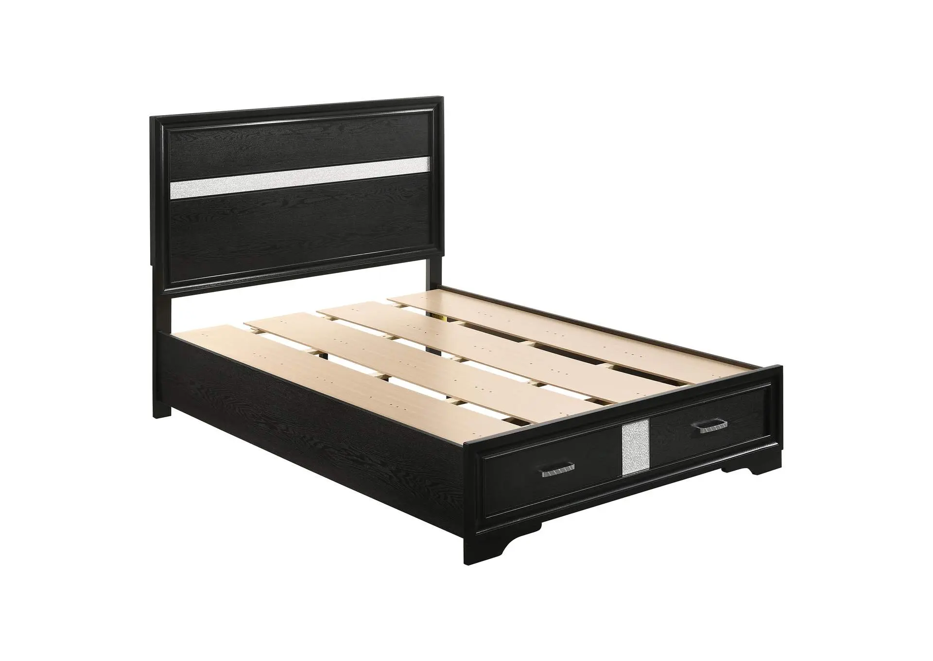 Miranda 51-inch Wood Full Storage Panel Bed Black
