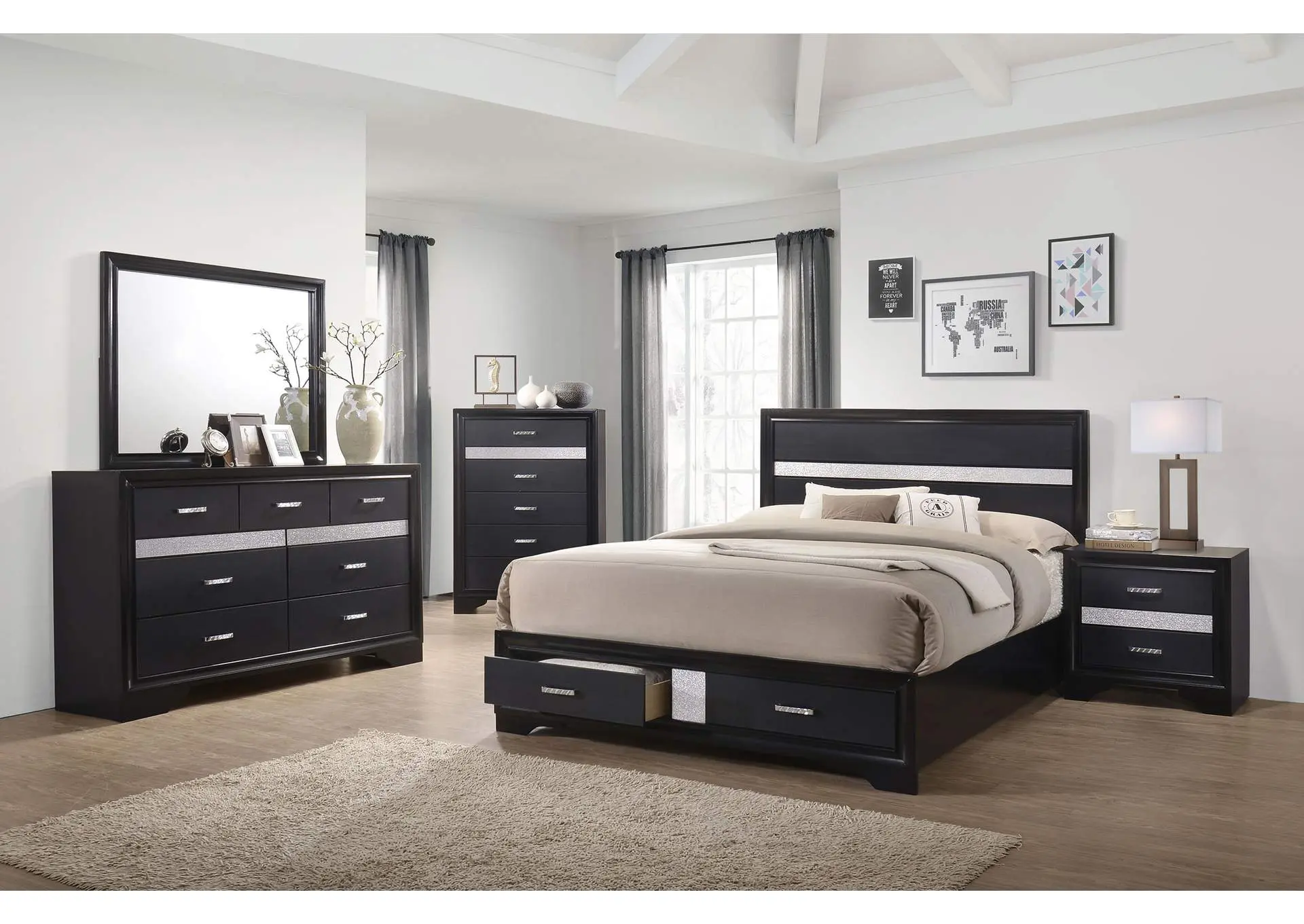 Miranda 5-piece California King Bedroom Set Black