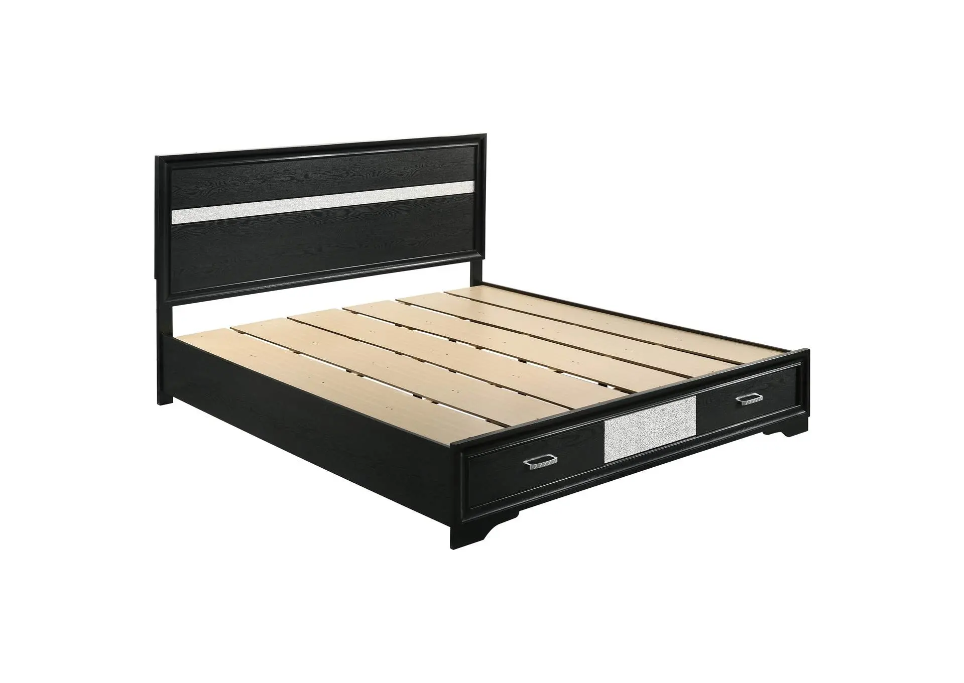 Miranda 51-inch Wood California King Storage Panel Bed Black