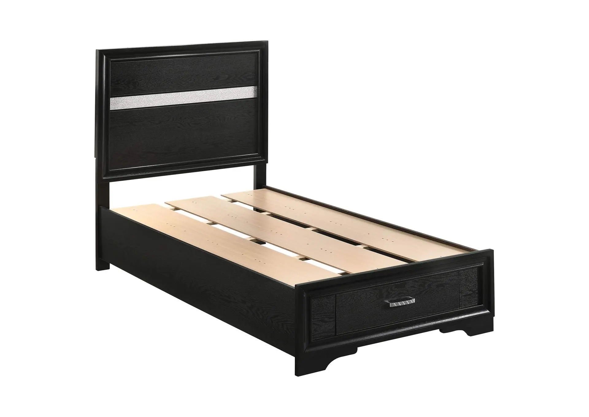Miranda 51-inch Wood Twin Storage Panel Bed Black