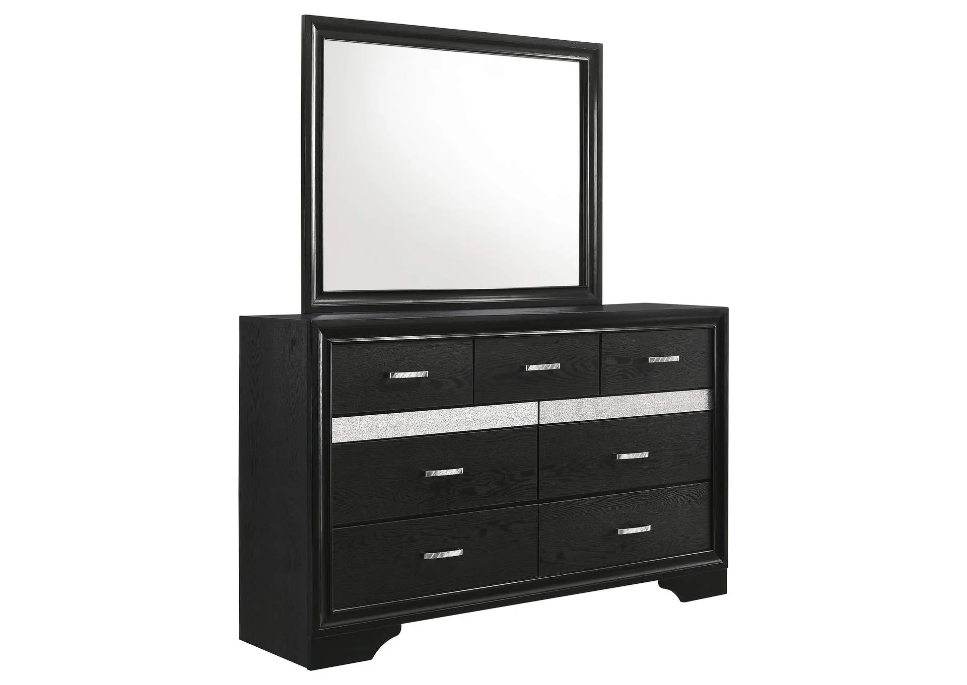 Miranda 7-drawer Dresser with Mirror Black