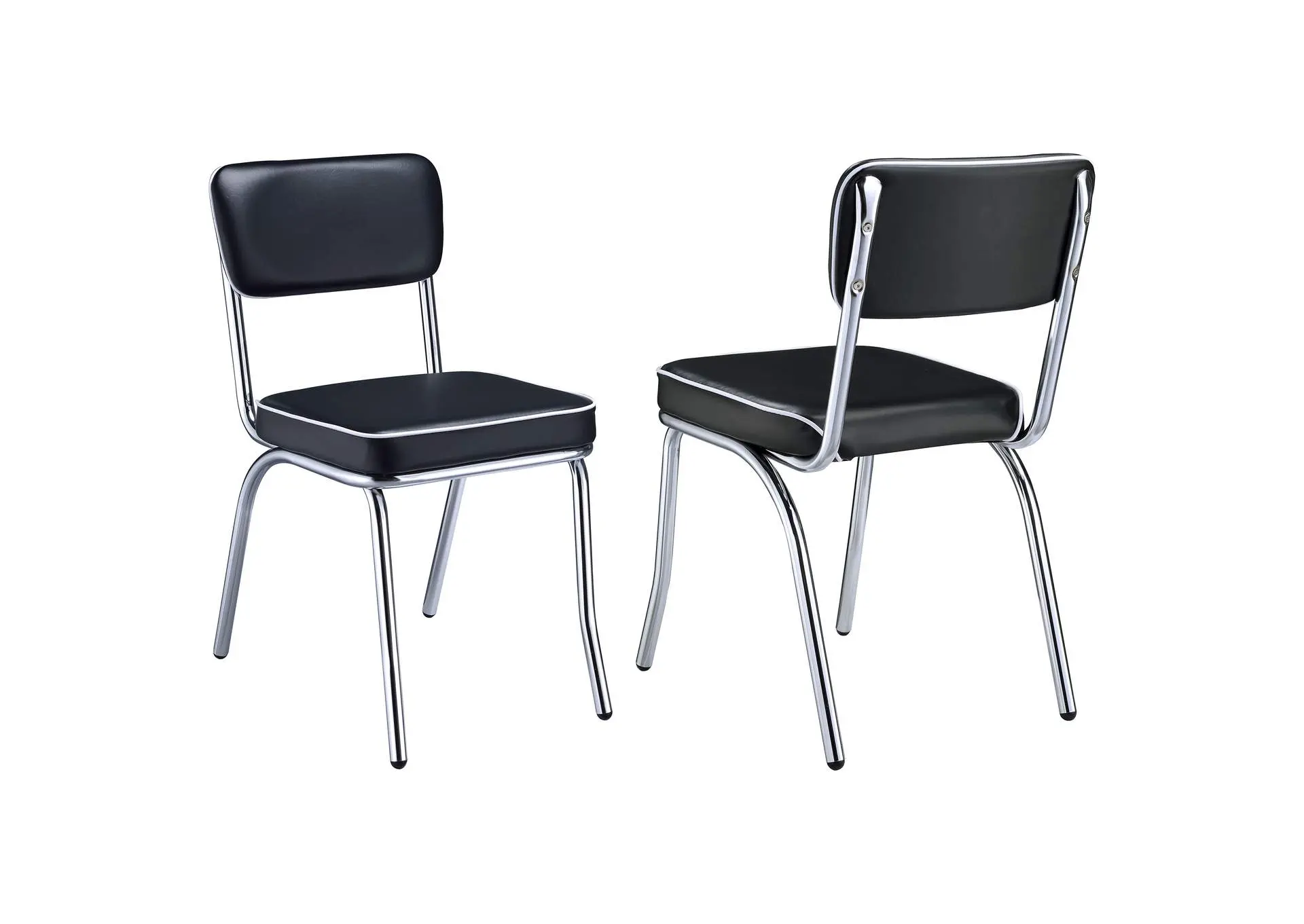 Retro Upholstered Dining Side Chair Black (Set of 2)