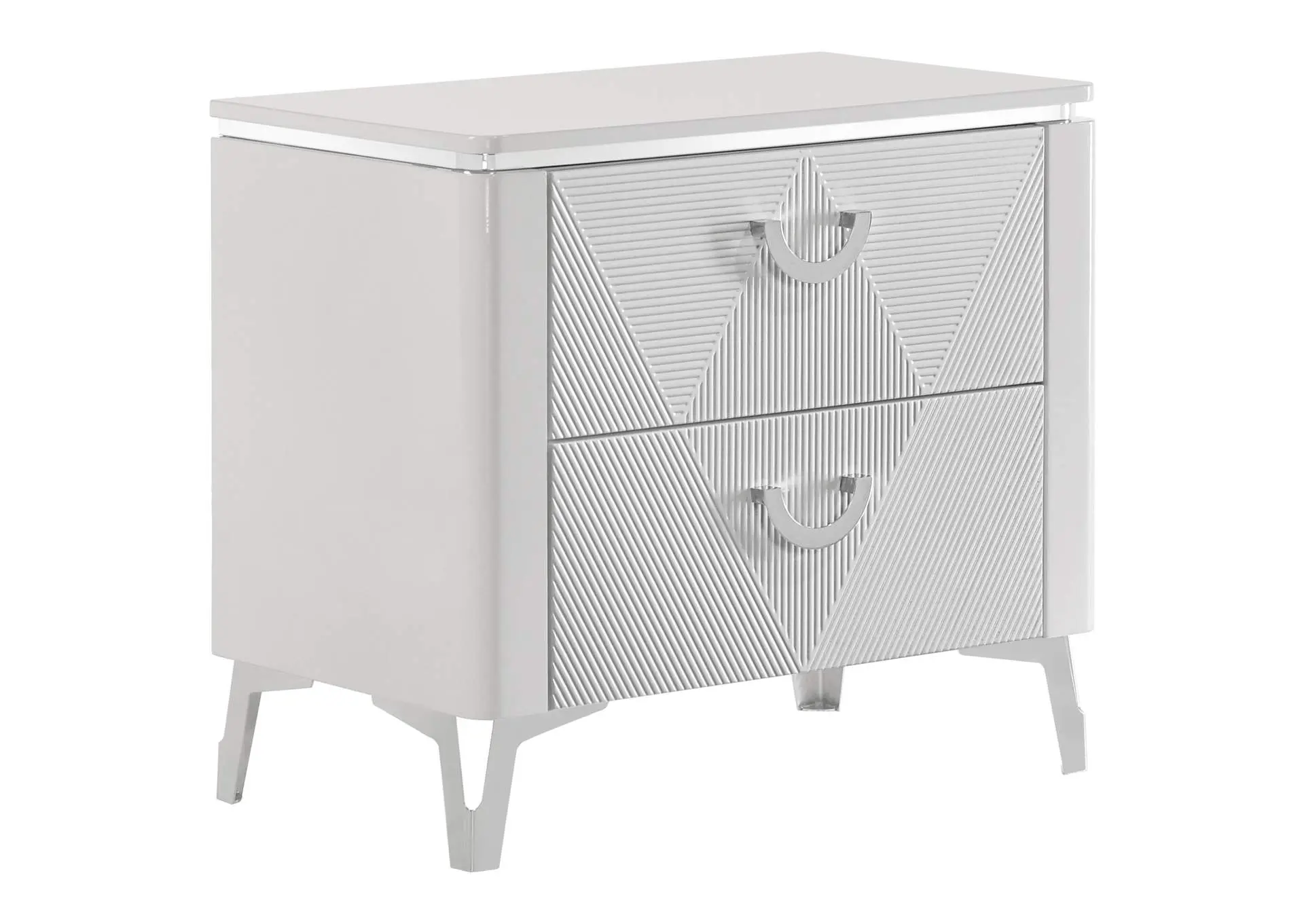 Cassia 2-drawer Nightstand Bedside Table White High Gloss