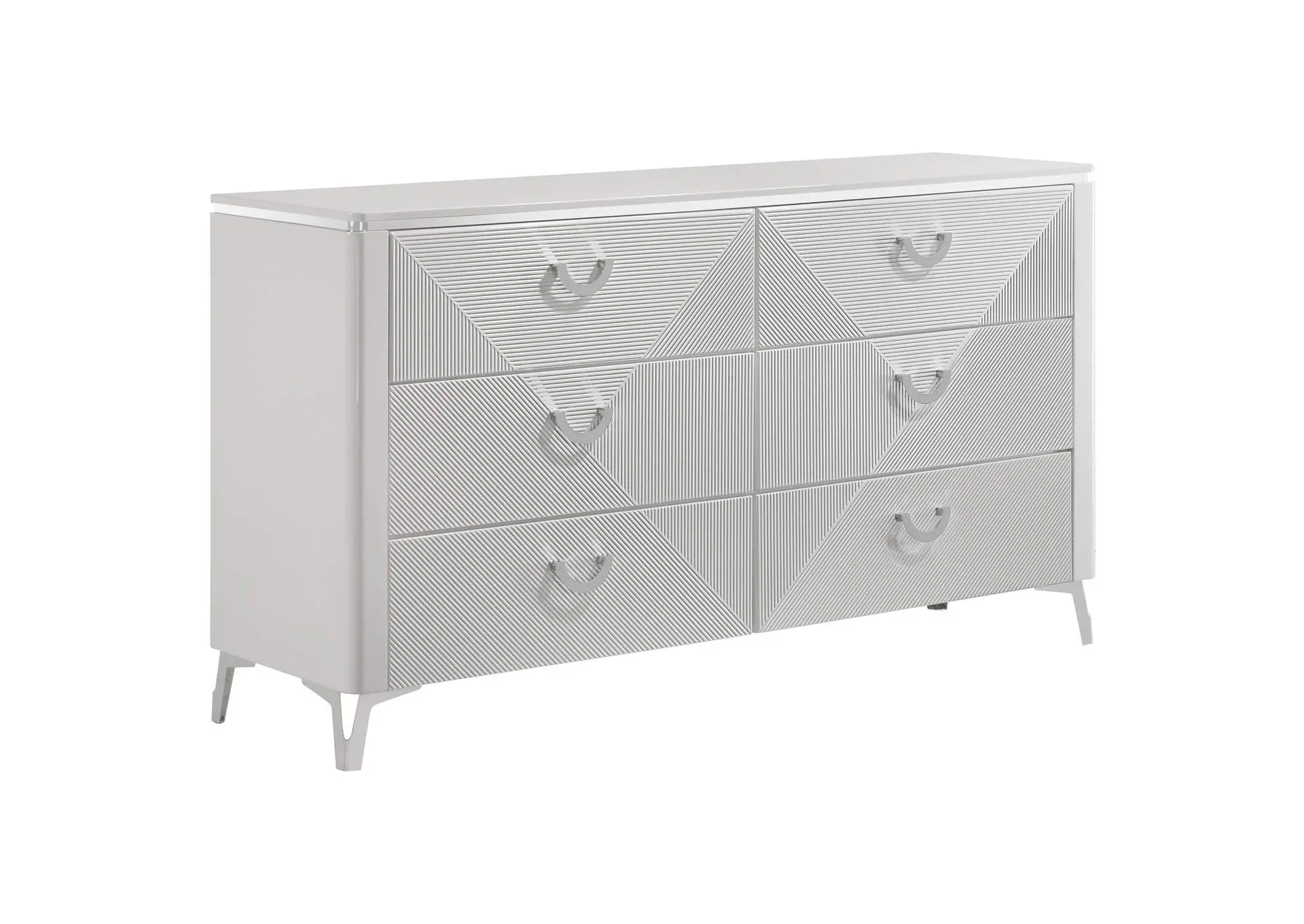 Cassia 6-drawer Bedroom Dresser Cabinet White High Gloss