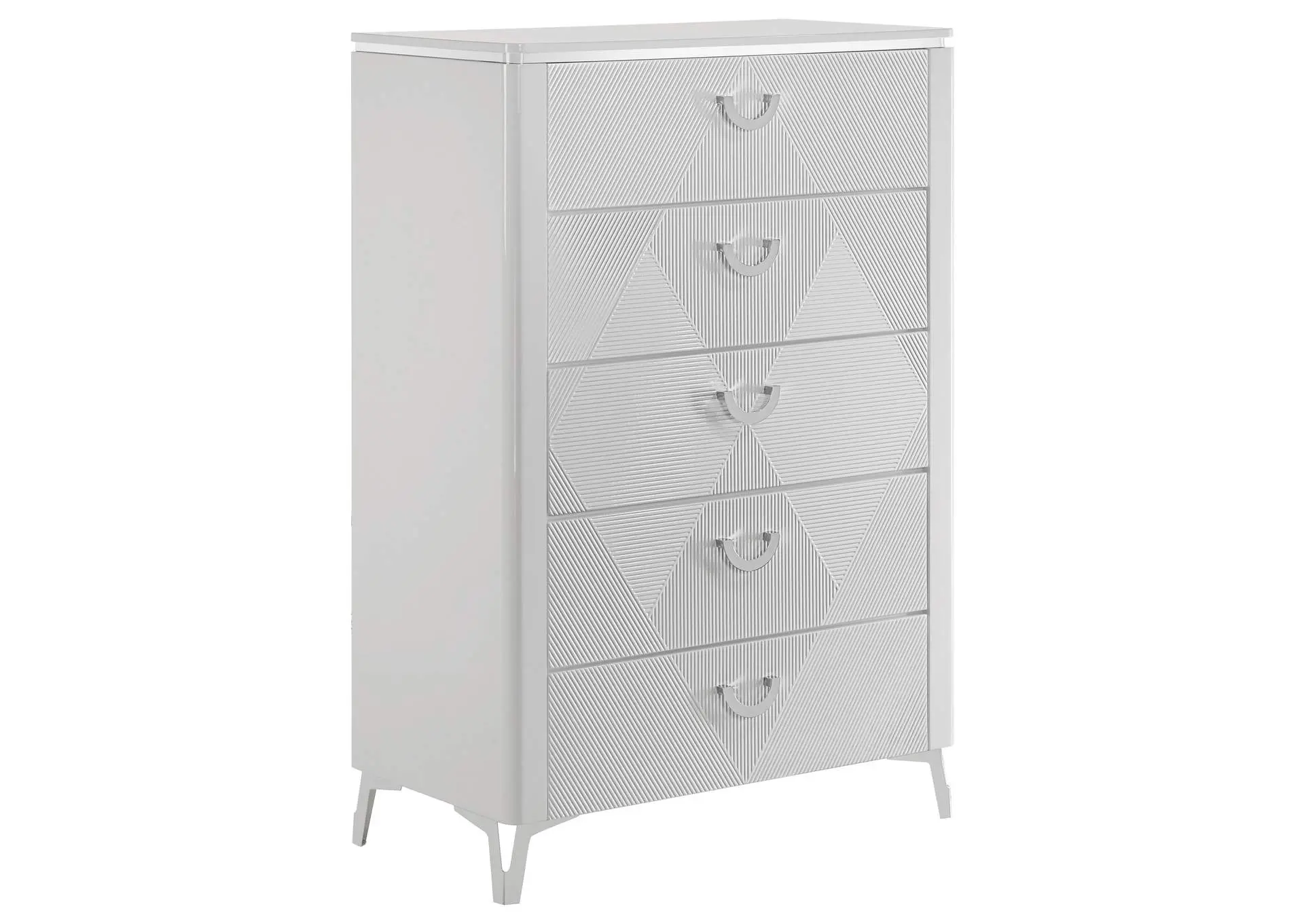 Cassia 5-drawer Bedroom Chest of Drawers White High Gloss