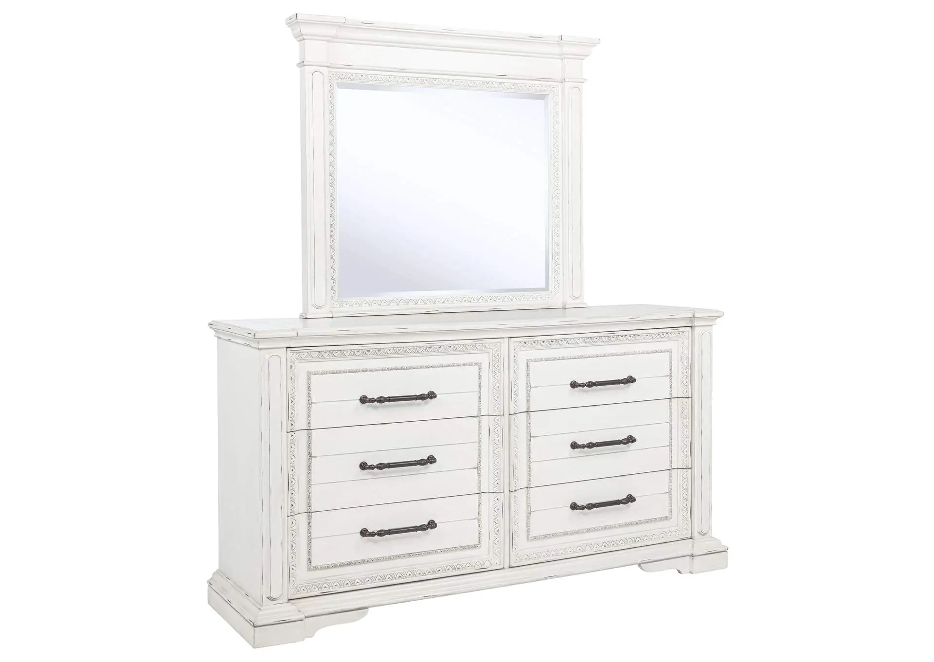 McKinney 6-drawer Bedroom Dresser with Mirror Vintage White
