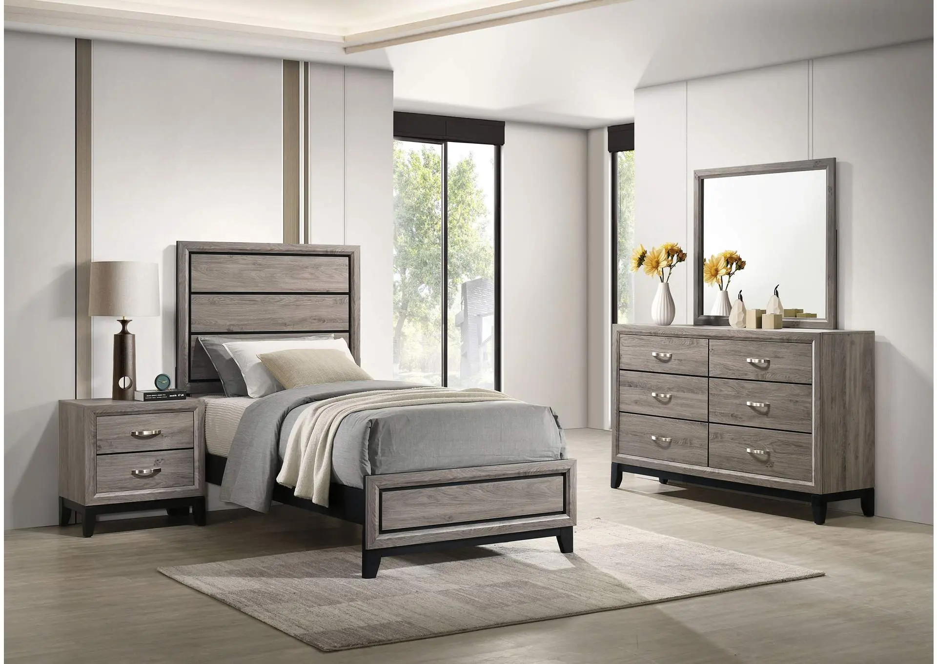 Valen Four-piece Twin Bedroom Set Light Taupe