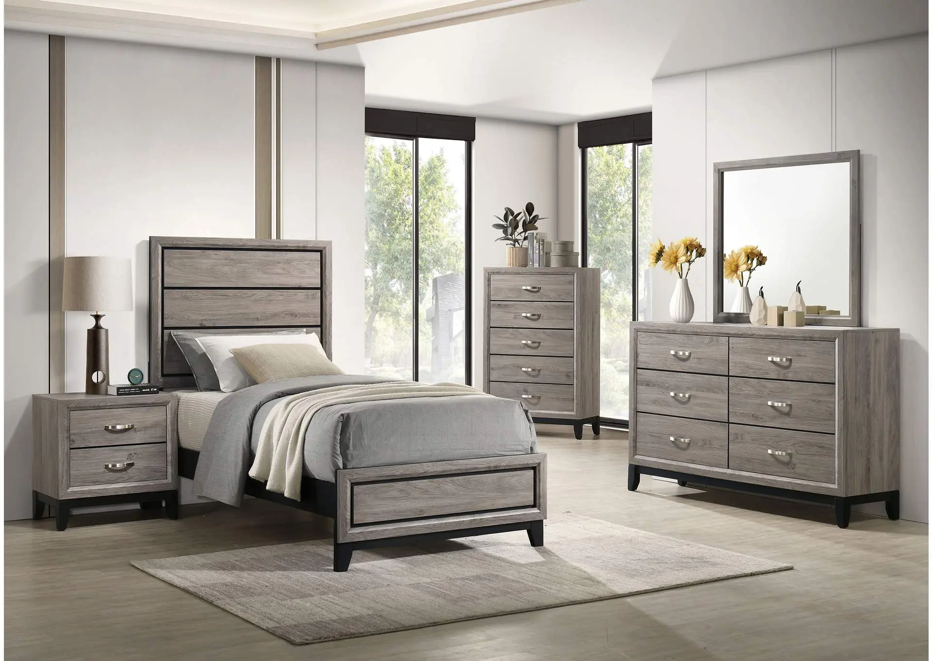 Valen Five-piece Twin Bedroom Set Light Taupe