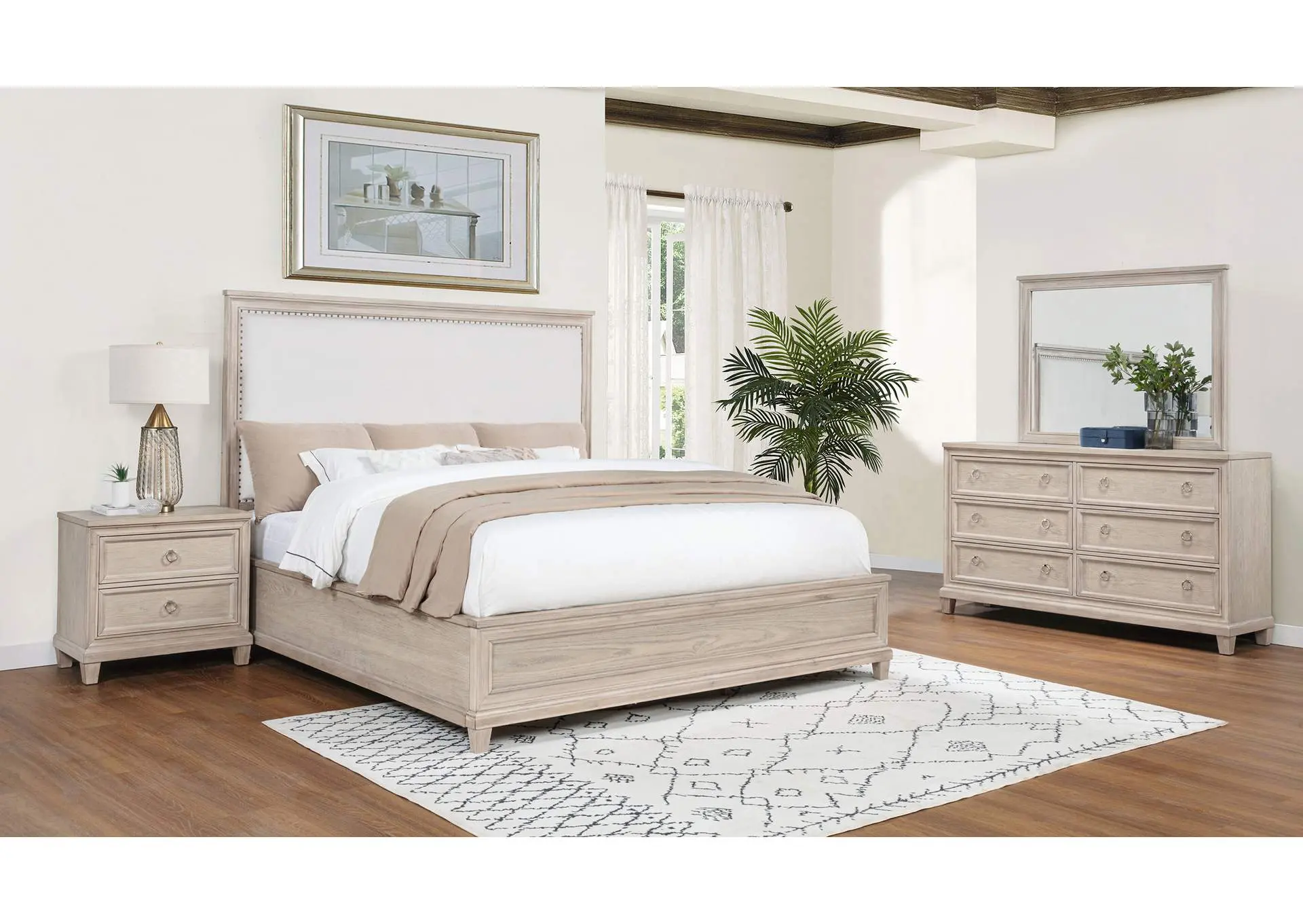 Pembroke 4-piece Queen Bedroom Set Washed Oak