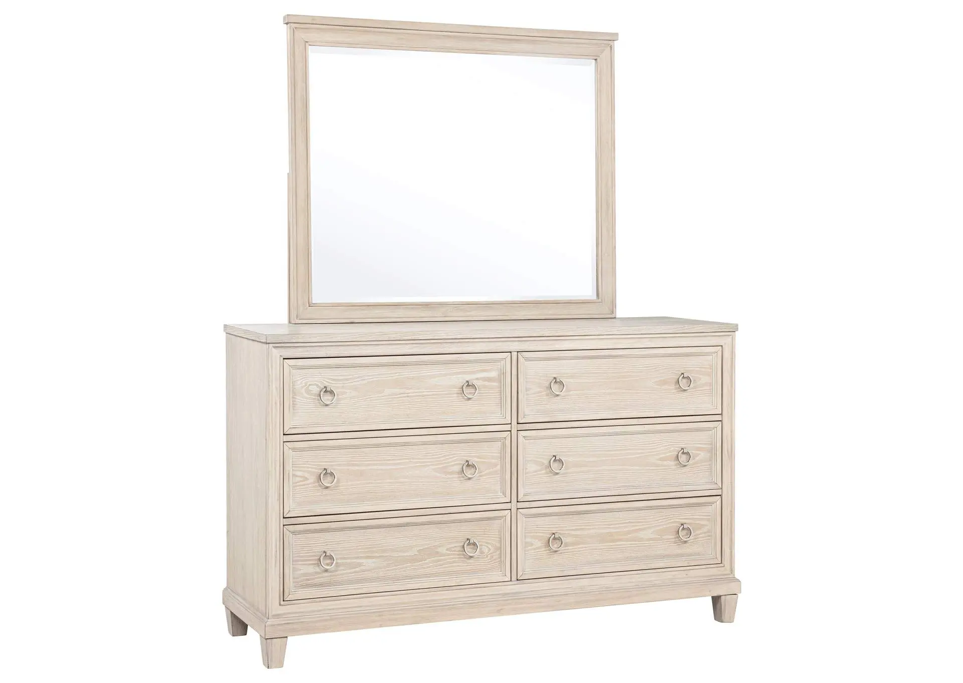 Pembroke 6-drawer Bedroom Dresser with Mirror Washed Oak